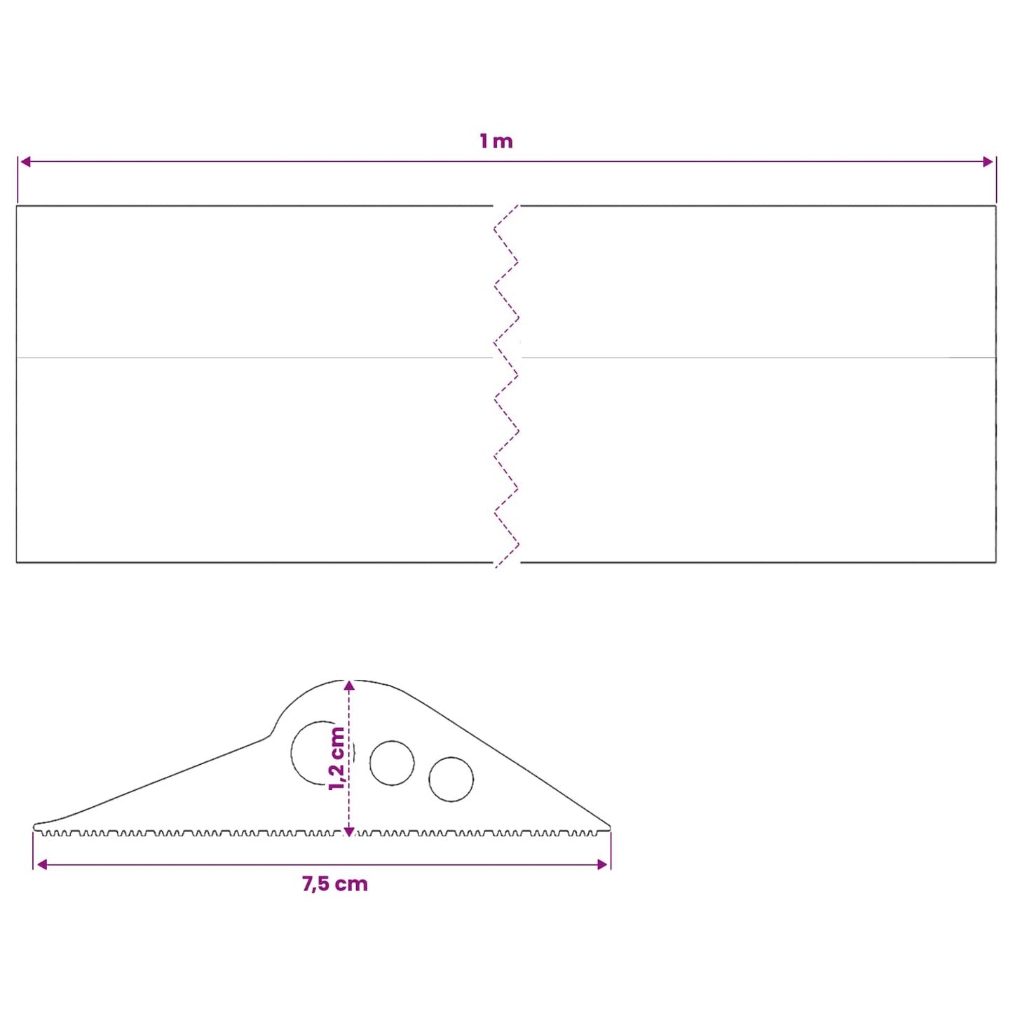 vidaXL Σφραγίδα Δαπέδου Γκαράζ Μαύρο 75 x 12 mm 1 μ. EPDM Καουτσούκ