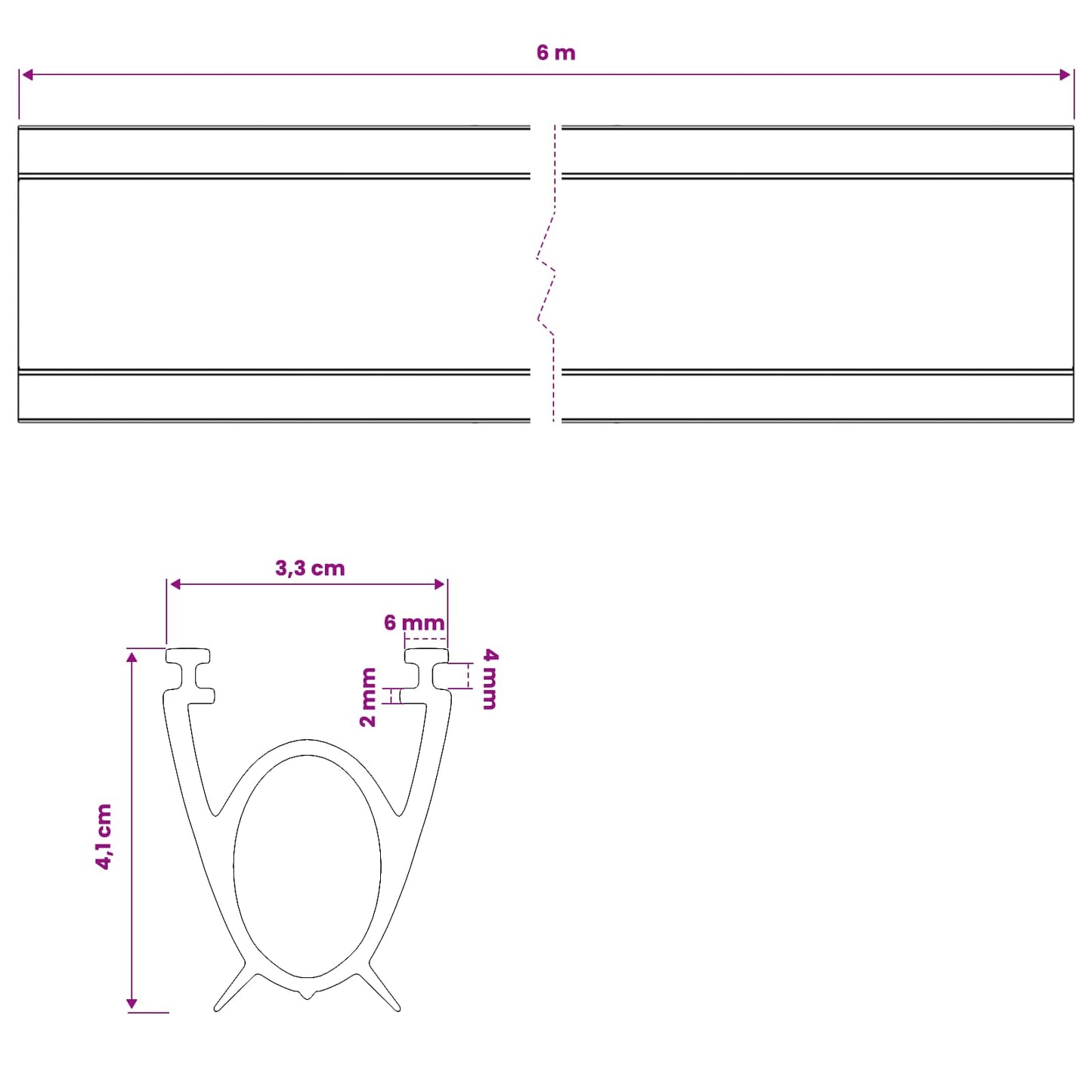 vidaXL Σφράγιση Πόρτας Γκαράζ Μαύρο 41 x 33 mm 6 μ PVC