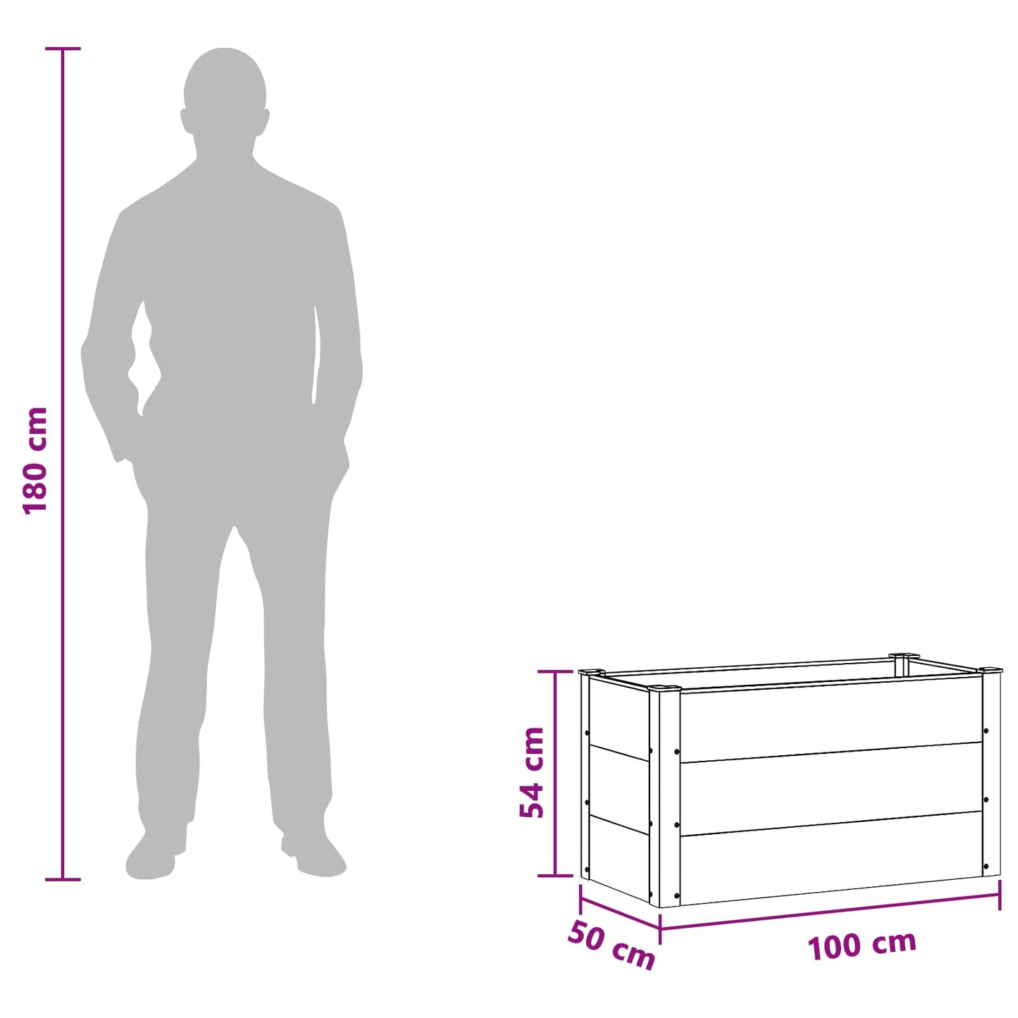 vidaXL Υπερυψωμένη Ζαρντινιέρα Μαύρο 100 x 50 x 54 cm