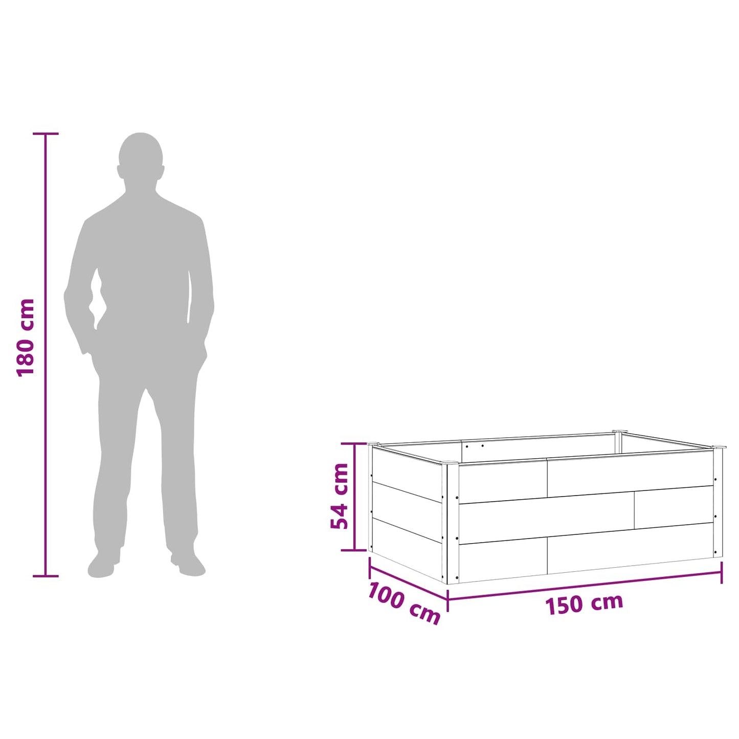 vidaXL Υπερυψωμένη Ζαρντινιέρα Μαύρο 150 x 100 x 54 cm