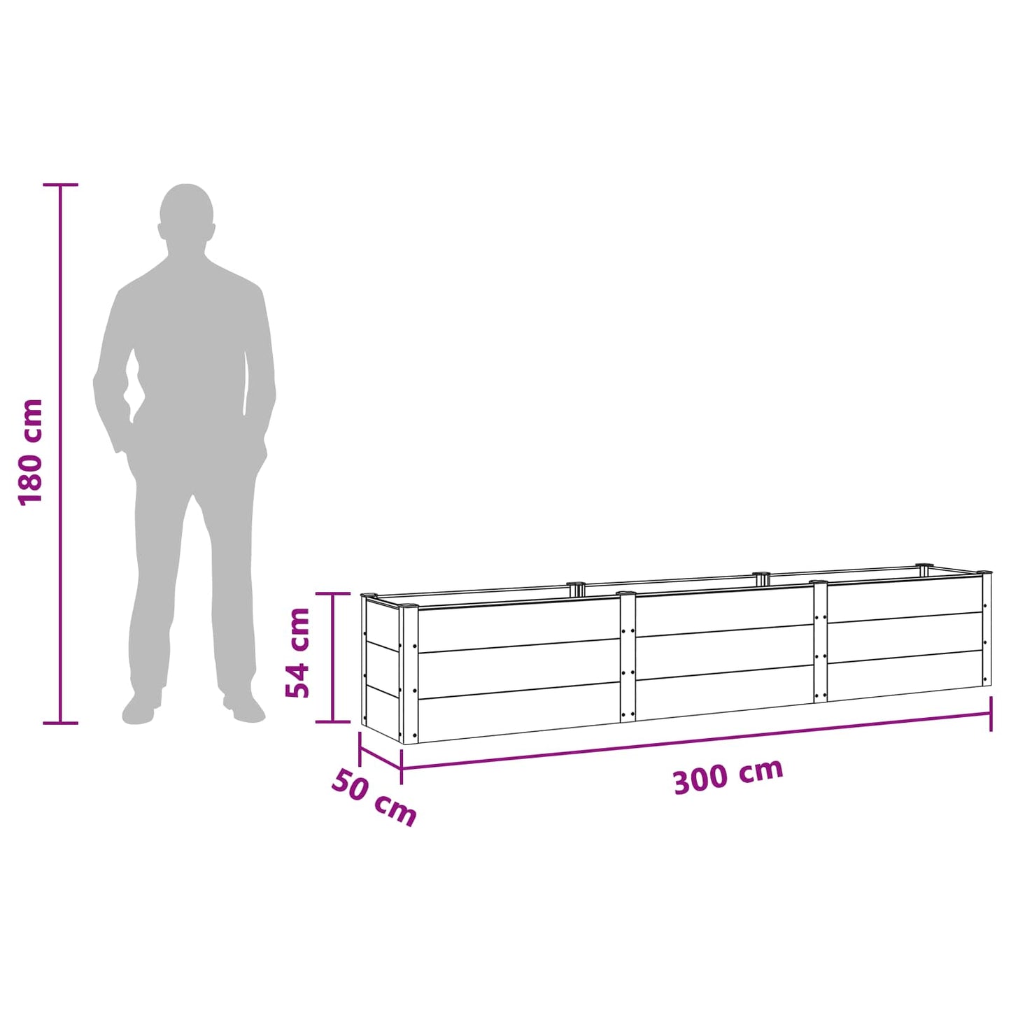 vidaXL Υπερυψωμένη Ζαρντινιέρα Καφέ 300 x 50 x 54 cm