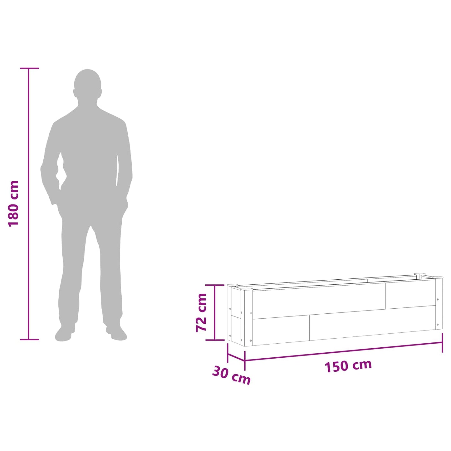 vidaXL Υπερυψωμένη Ζαρντινιέρα Γκρι 150 x 30 x 36 εκ WPC και Αλουμίνιο