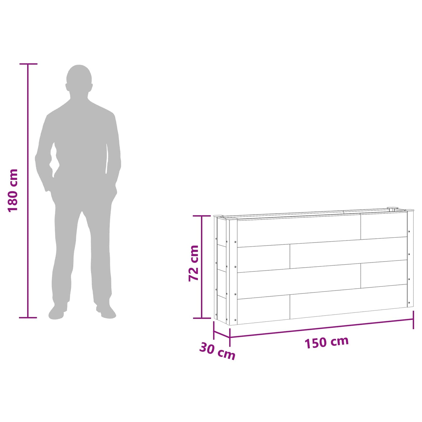 vidaXL Υπερυψωμένη Ζαρντινιέρα Καφέ 150 x 30 x 72 εκ