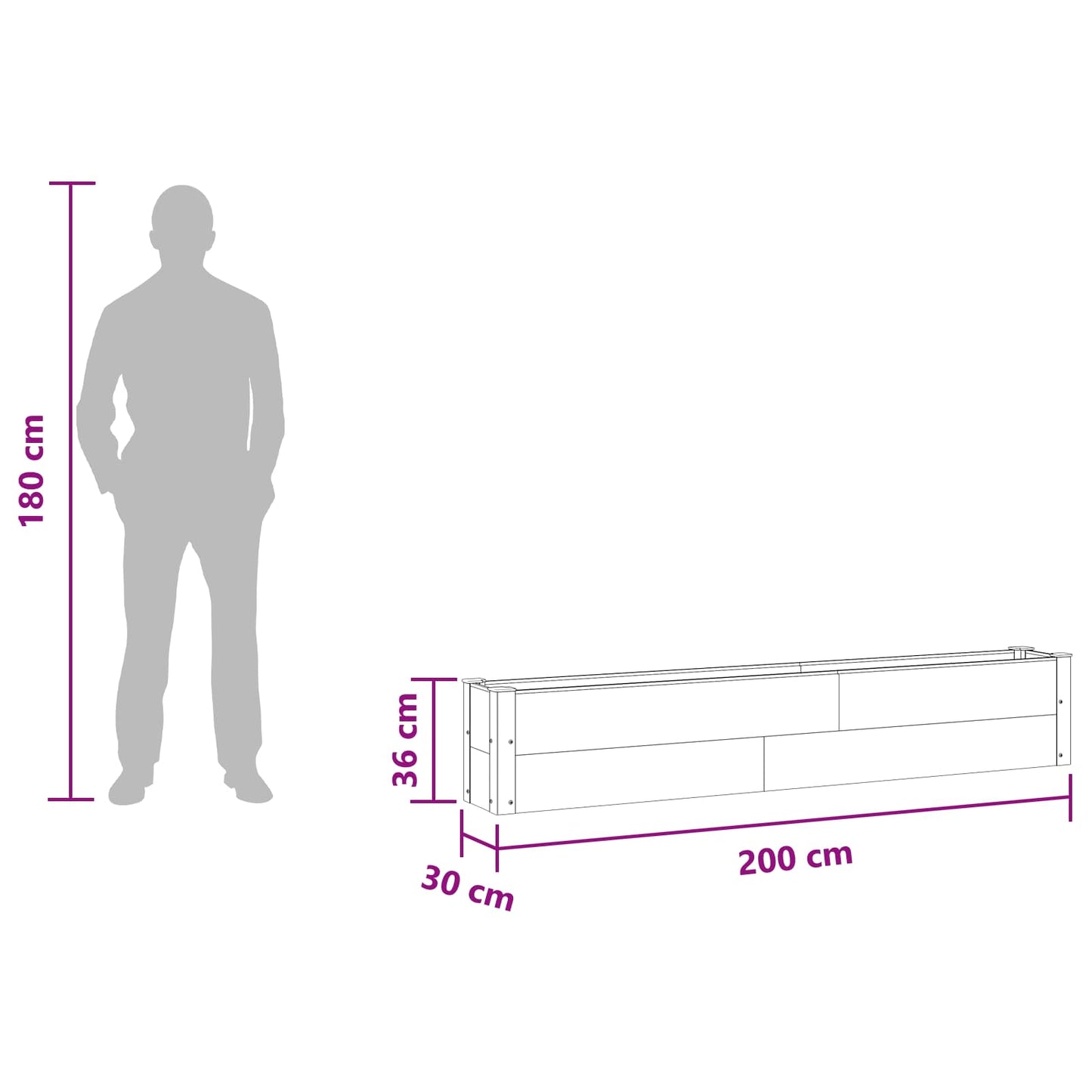 vidaXL Υπερυψωμένη Ζαρντινιέρα Καφέ 200 x 30 x 36 εκ WPC και Αλουμίνιο