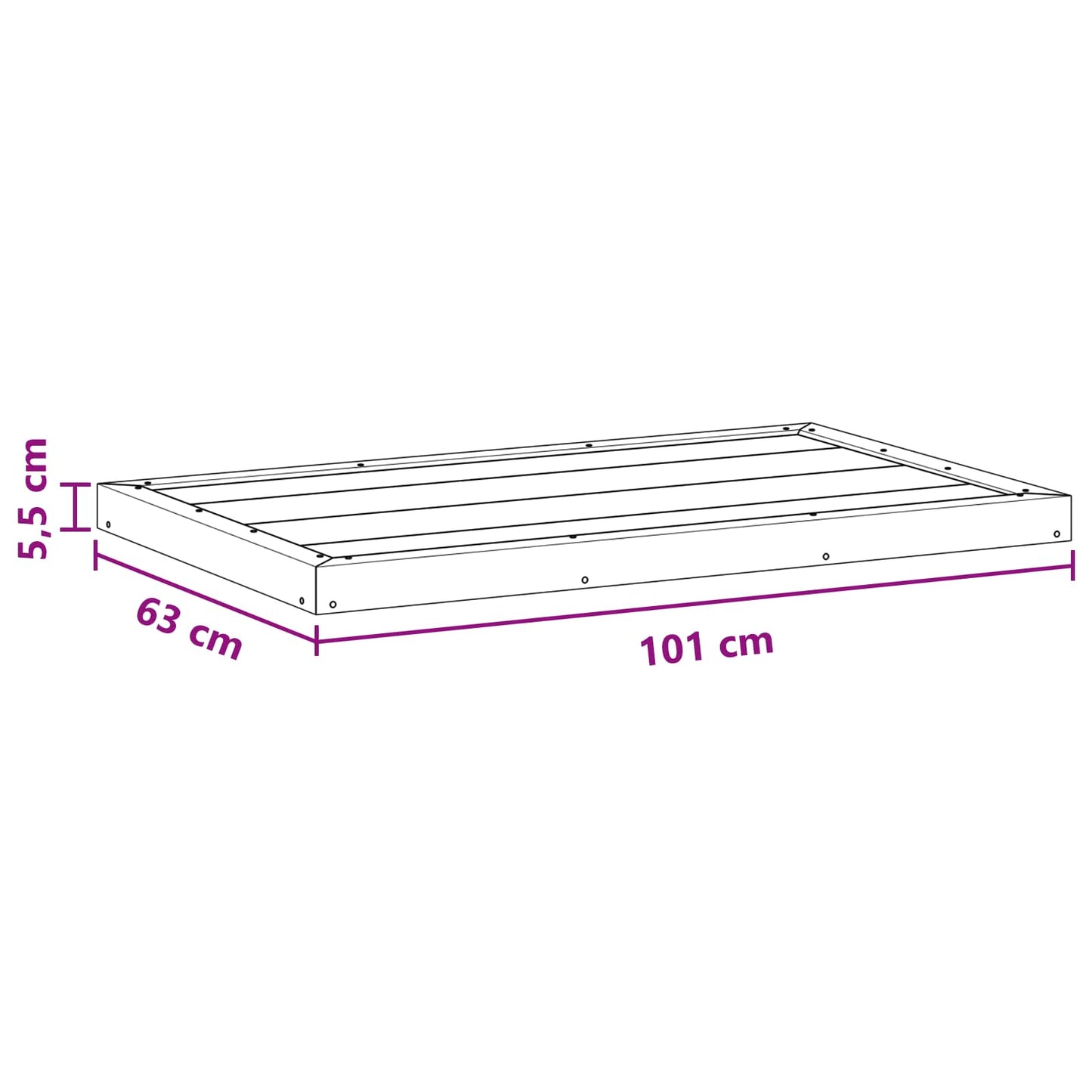 vidaXL Πλάκα βάσης ντουζιέρας Μαύρο 101 x 63 x 5,5 εκ. WPC