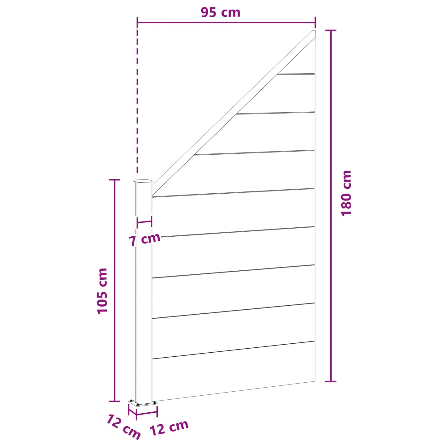 vidaXL Σετ Φράχτη 95 x 180 εκ. WPC και Αλουμίνιο Μαύρο