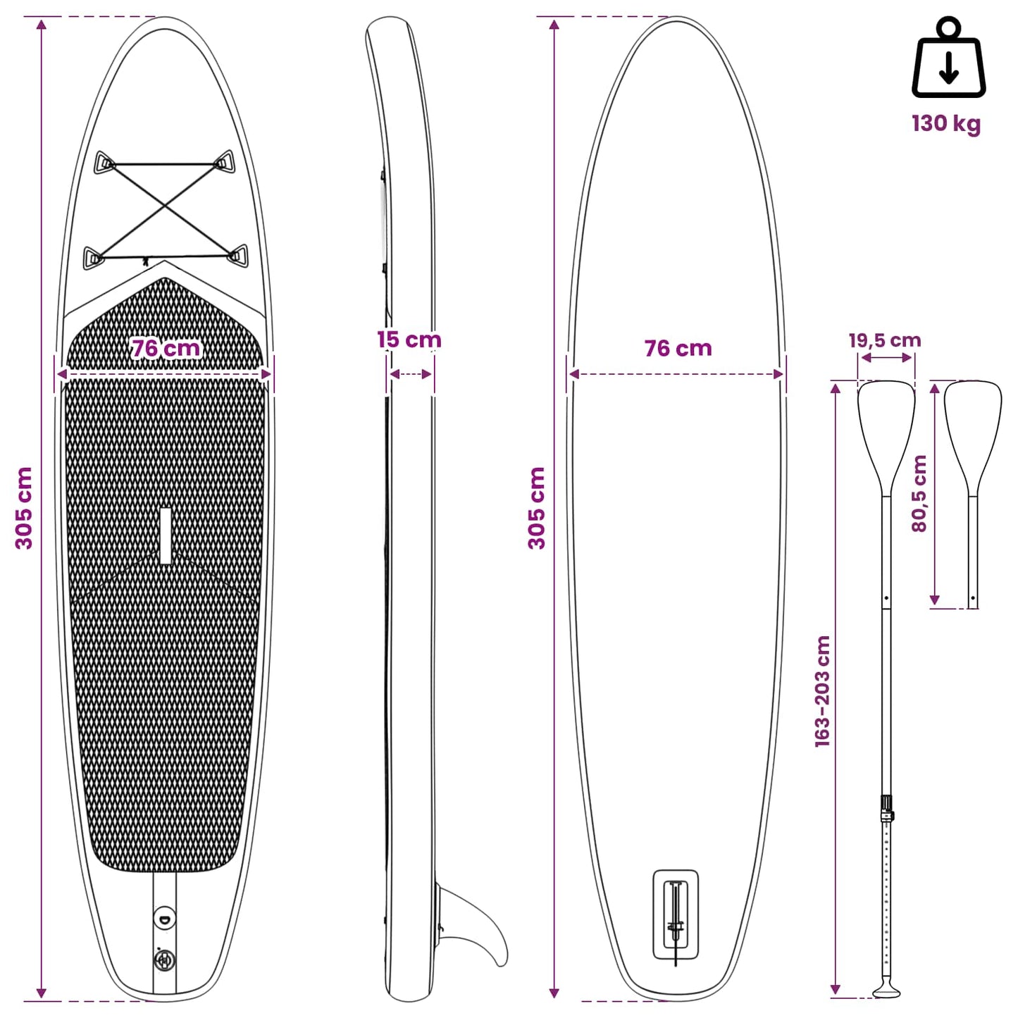 vidaXL SUP Board με κάθισμα 2 σε 1 TRITON 305 x 76 x 15 cm Μπλε