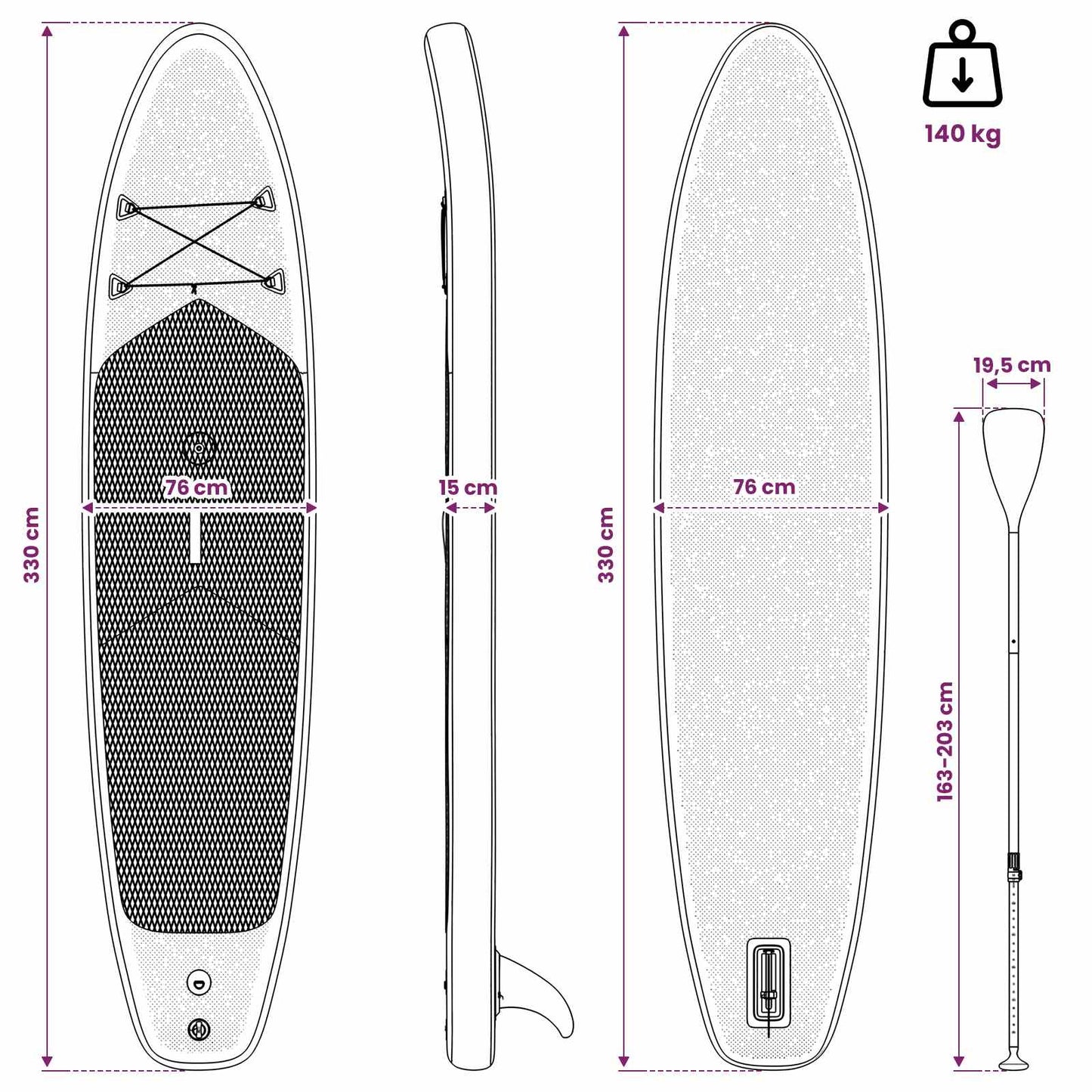 vidaXL Φουσκωτό SUP Board με Ιστιοφορία APEX 330 x 76 x 15 εκ Μπλε