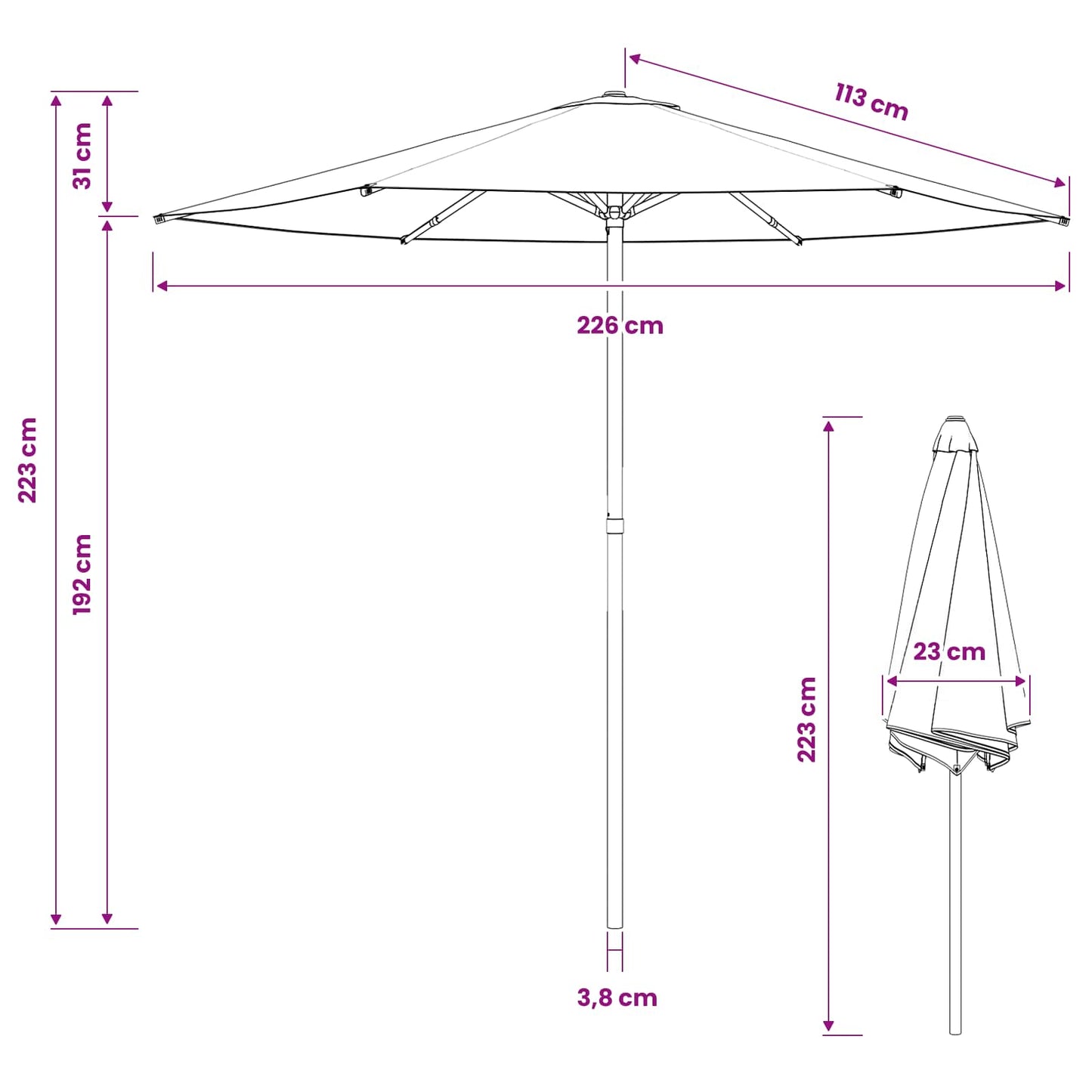 vidaXL Ομπρέλα Κήπου 230 x 230 εκ Πολυεστέρας Ορθογώνιος