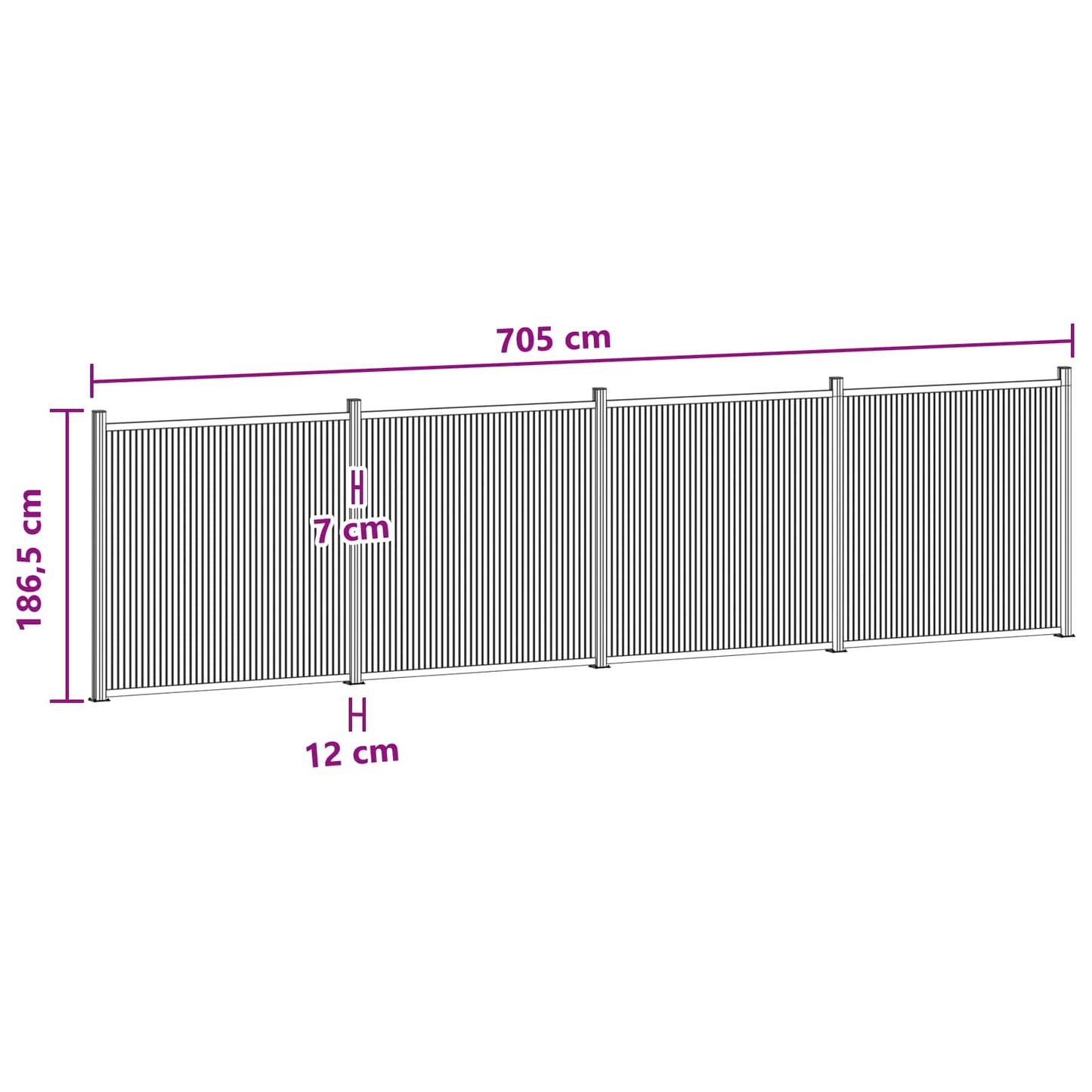 vidaXL Πάνελ Φράχτη 4 τμχ. 705 x 186,5 εκατοστά WPC και Αλουμίνιο