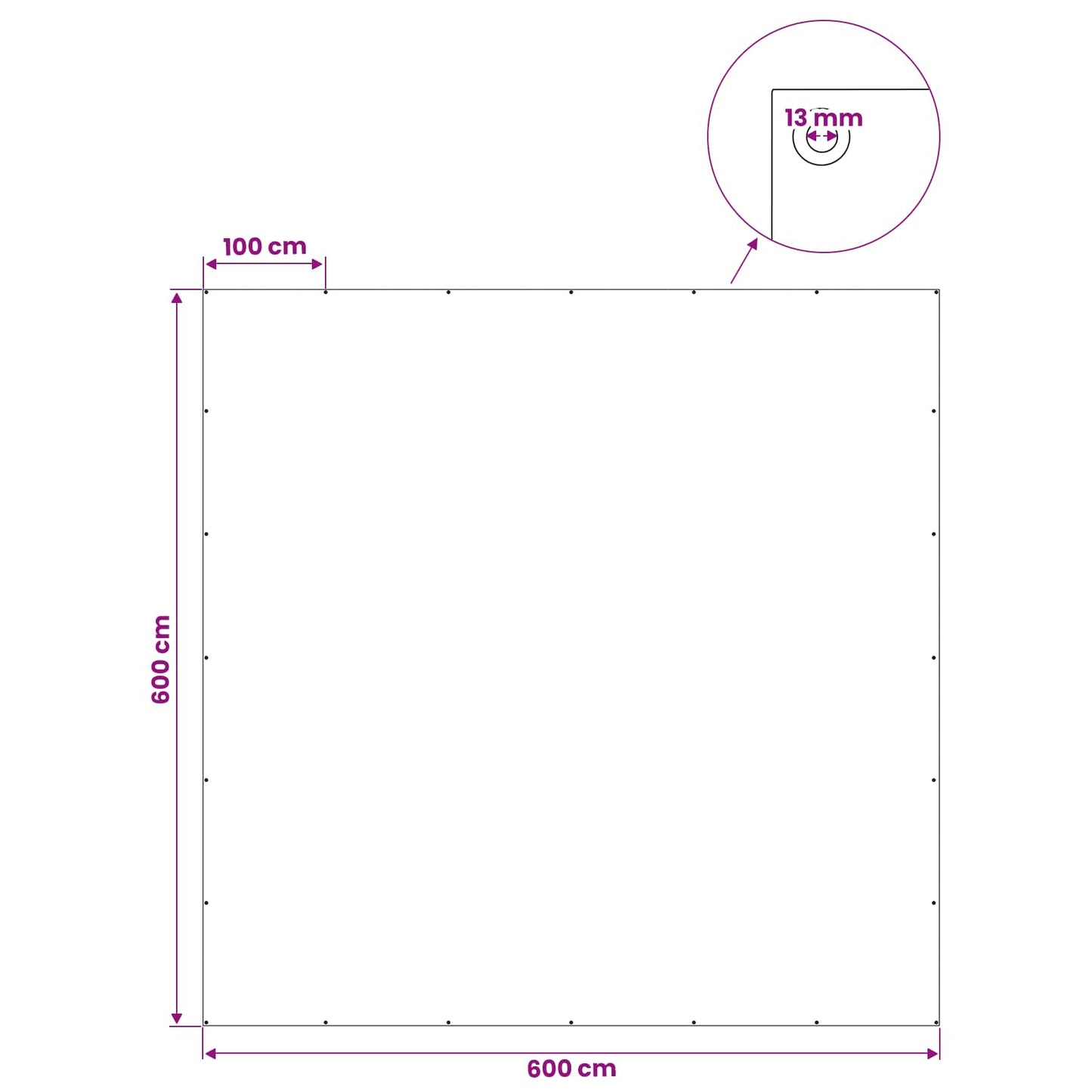 vidaXL Τεντόπανα με Θηλιές Λευκό 6 x 6 μ 260 gsm PE