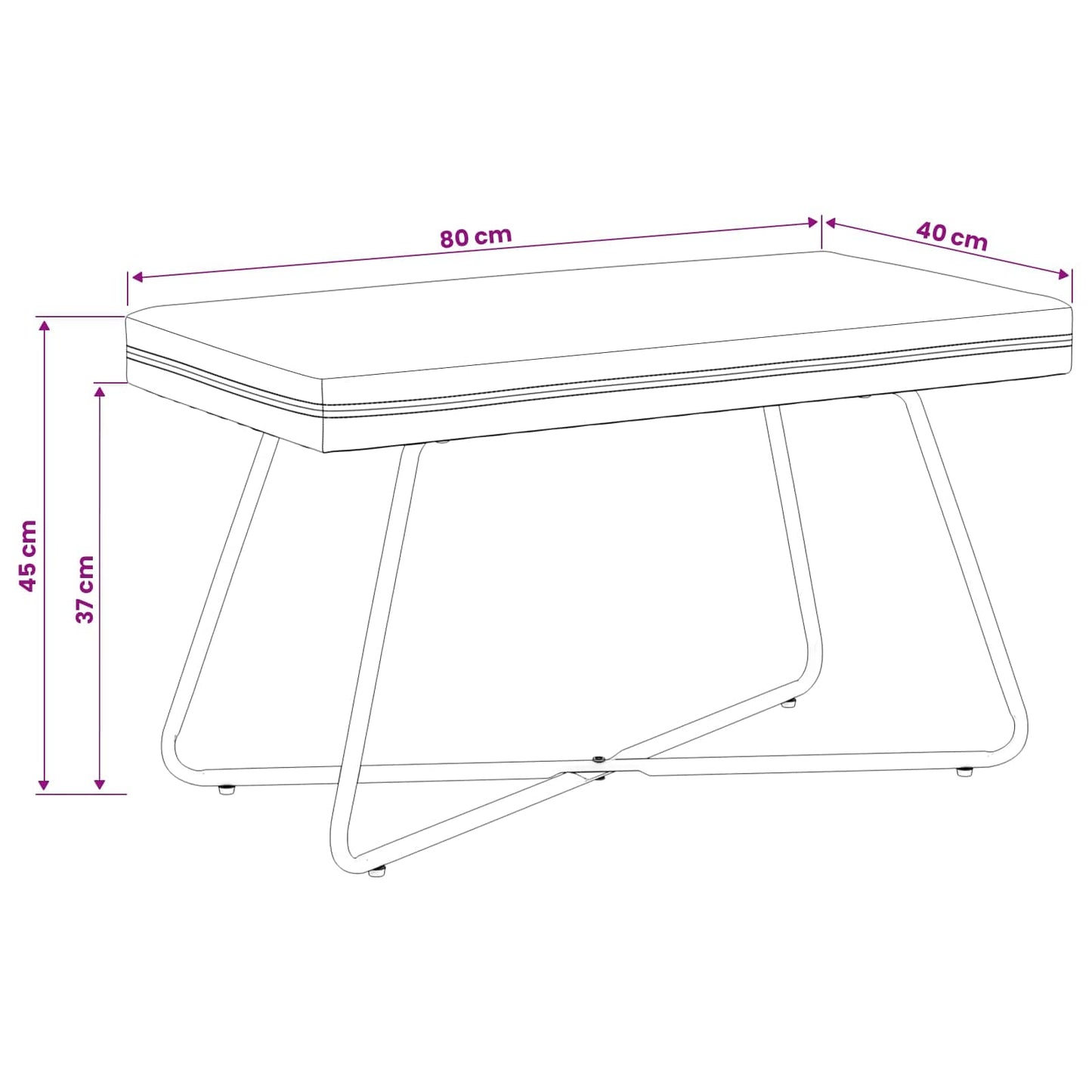 vidaXL παγκάκι Μοβ 80 x 40 x 45 εκ. Βελούδο