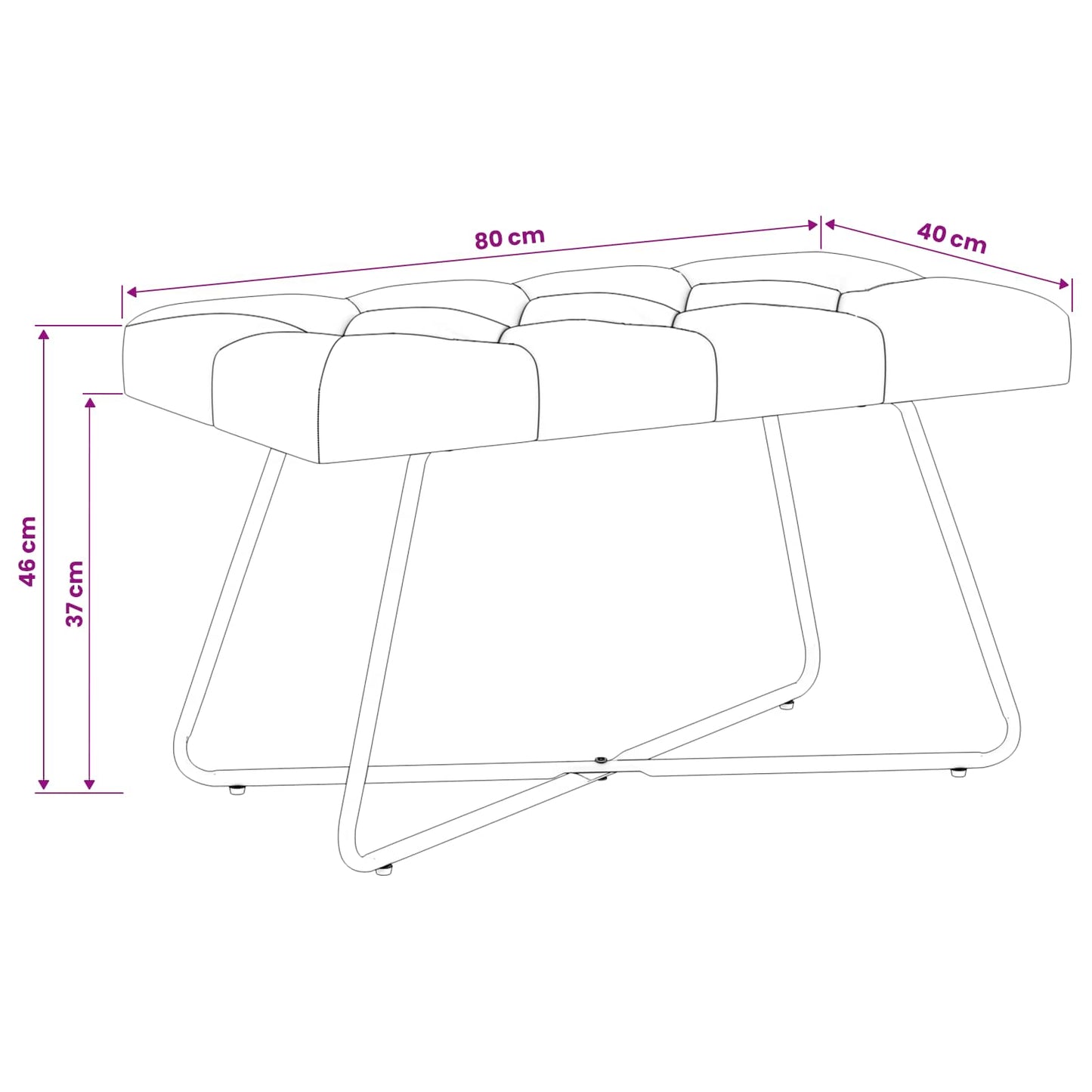 vidaXL Πάγκος με κουμπωτές επιφάνειες Λευκό 80 x 40 x 46 εκ. Ύφασμα