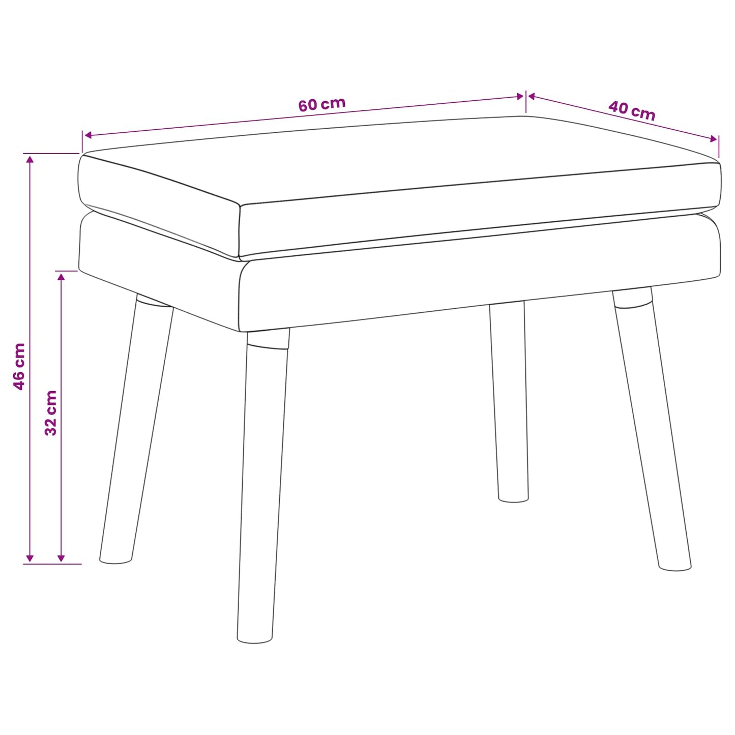 vidaXL Διπλή Επίστρωση Πάγκος Σκούρο Καφέ 60 x 40 x 46 εκ. Ύφασμα