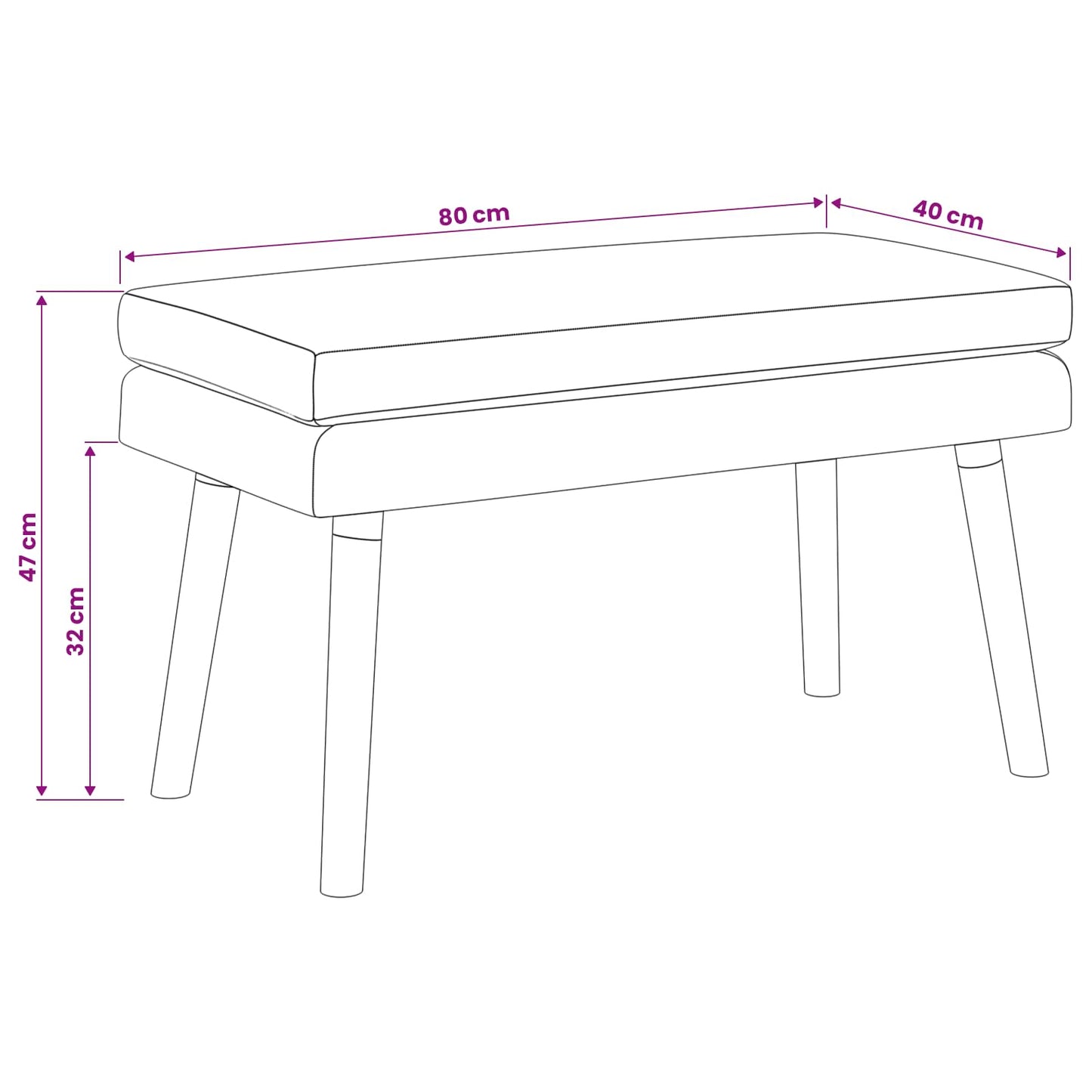vidaXL Διπλή Επίστρωση Πάγκος Λευκό 80 x 40 x 47 εκ. Ύφασμα