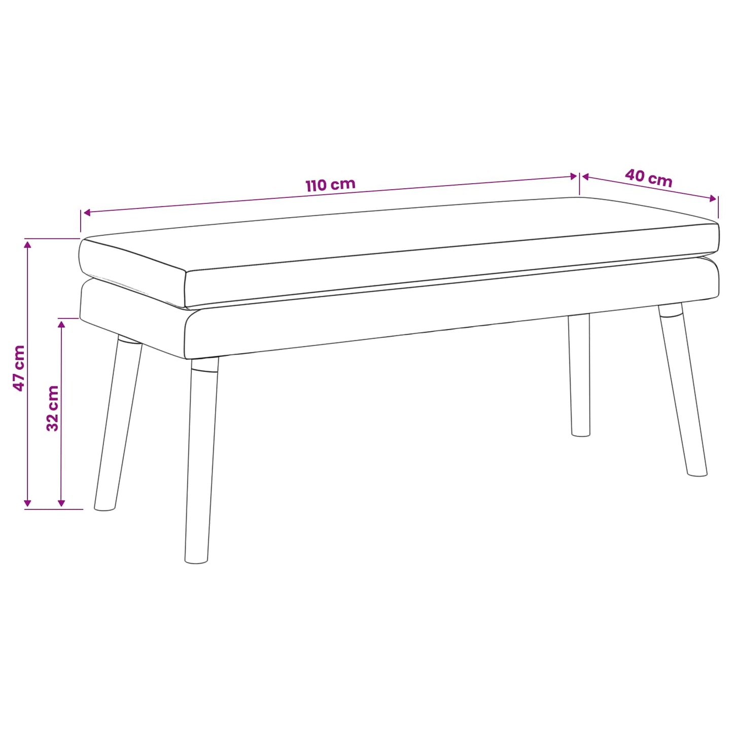 vidaXL Διπλή Επίστρωση Πάγκος Σκούρο κίτρινο 110 x 40 x 47 εκ. Ύφασμα