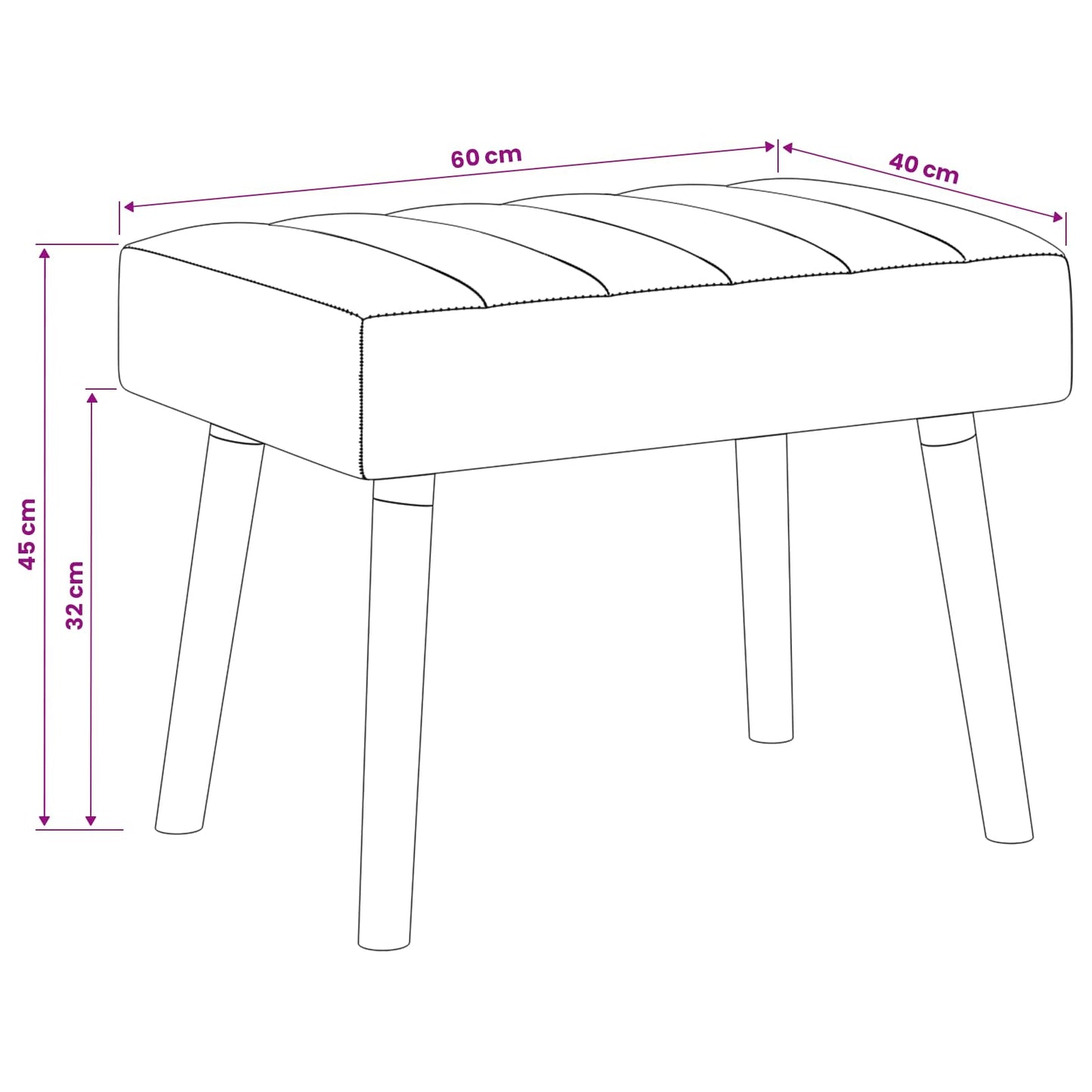 vidaXL Πάγκος με Καναλεύματα Σκούρο Καφέ 60 x 40 x 45 εκ. Ύφασμα