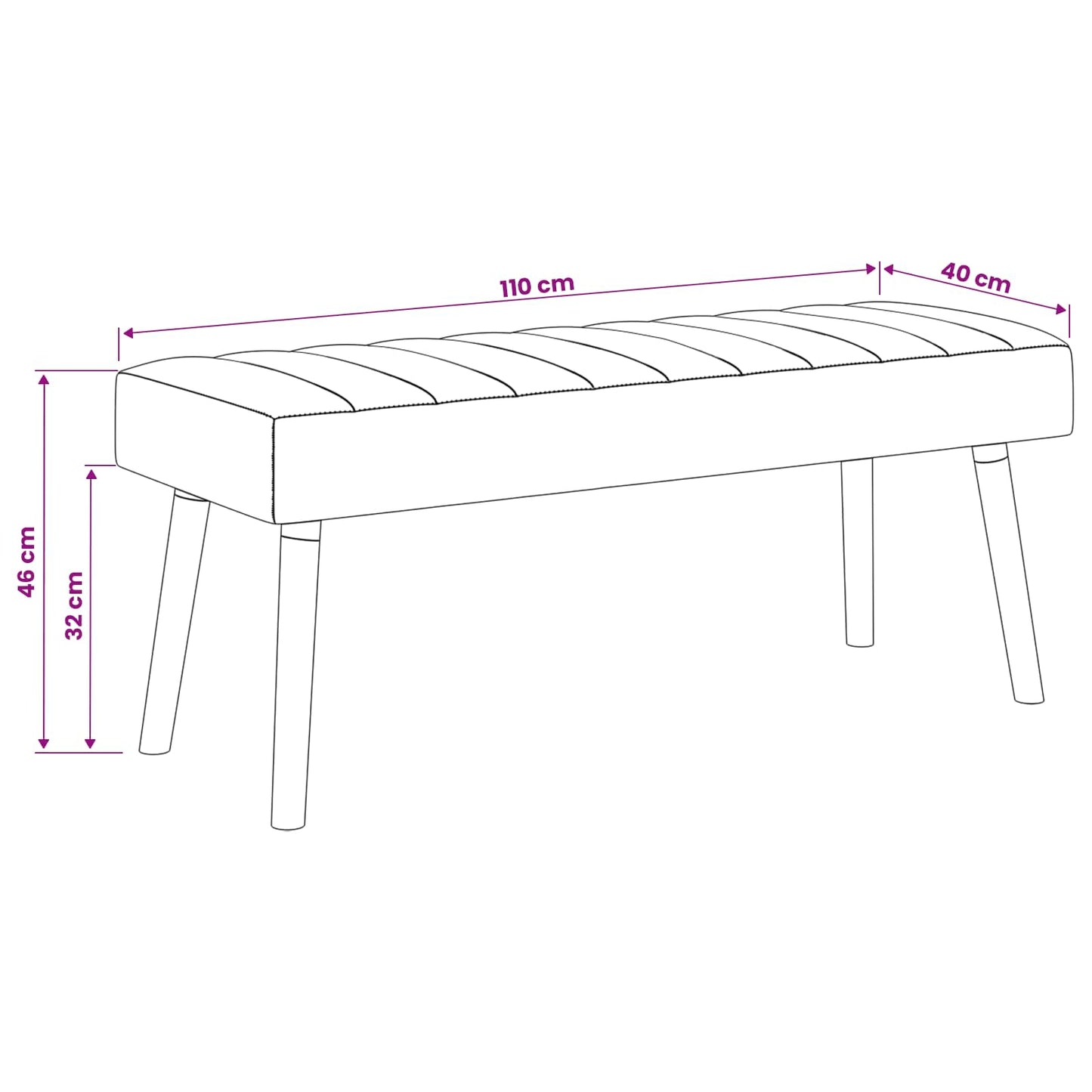 vidaXL Πάγκος με Καναλεύματα Taupe 110 x 40 x 46 cm Ύφασμα