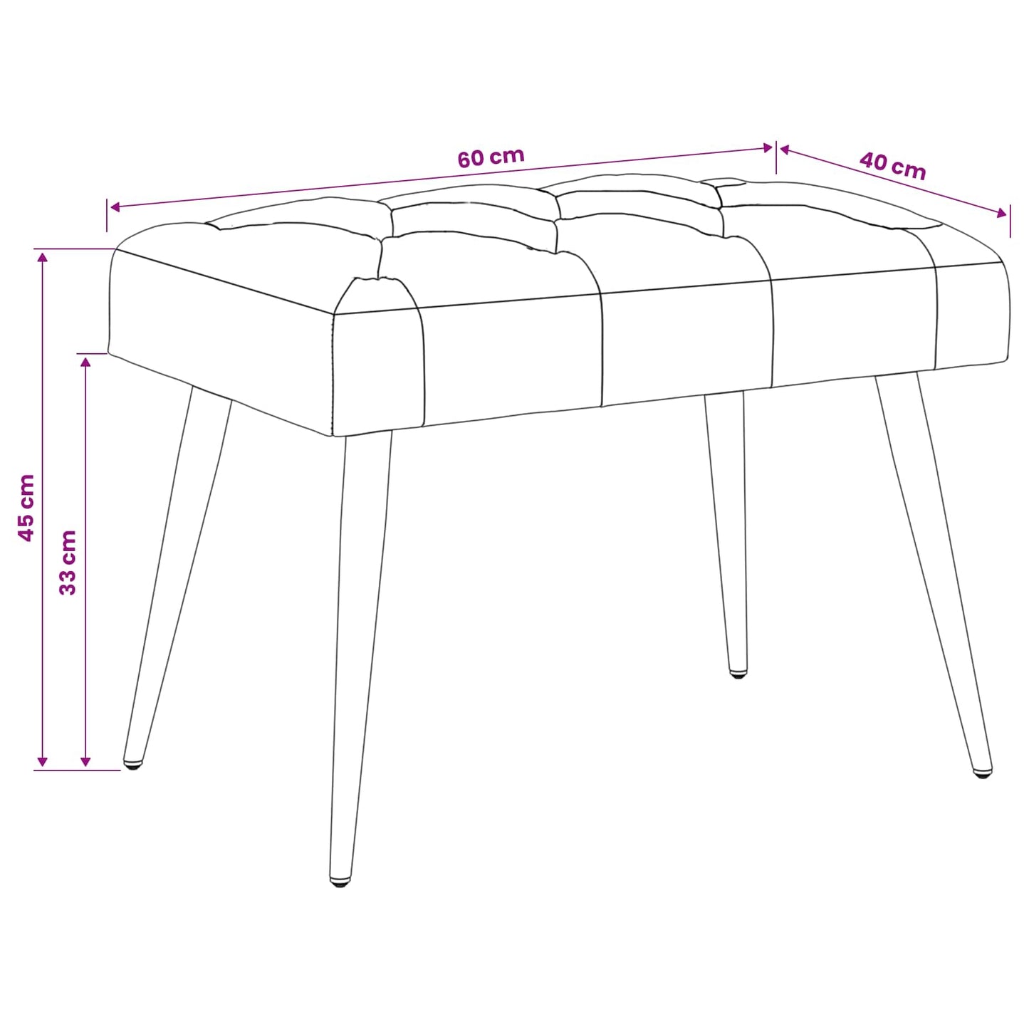 vidaXL Πάγκος με κουμπωτές επιφάνειες Ροζ 60 x 40 x 45 εκ. Βελούδο