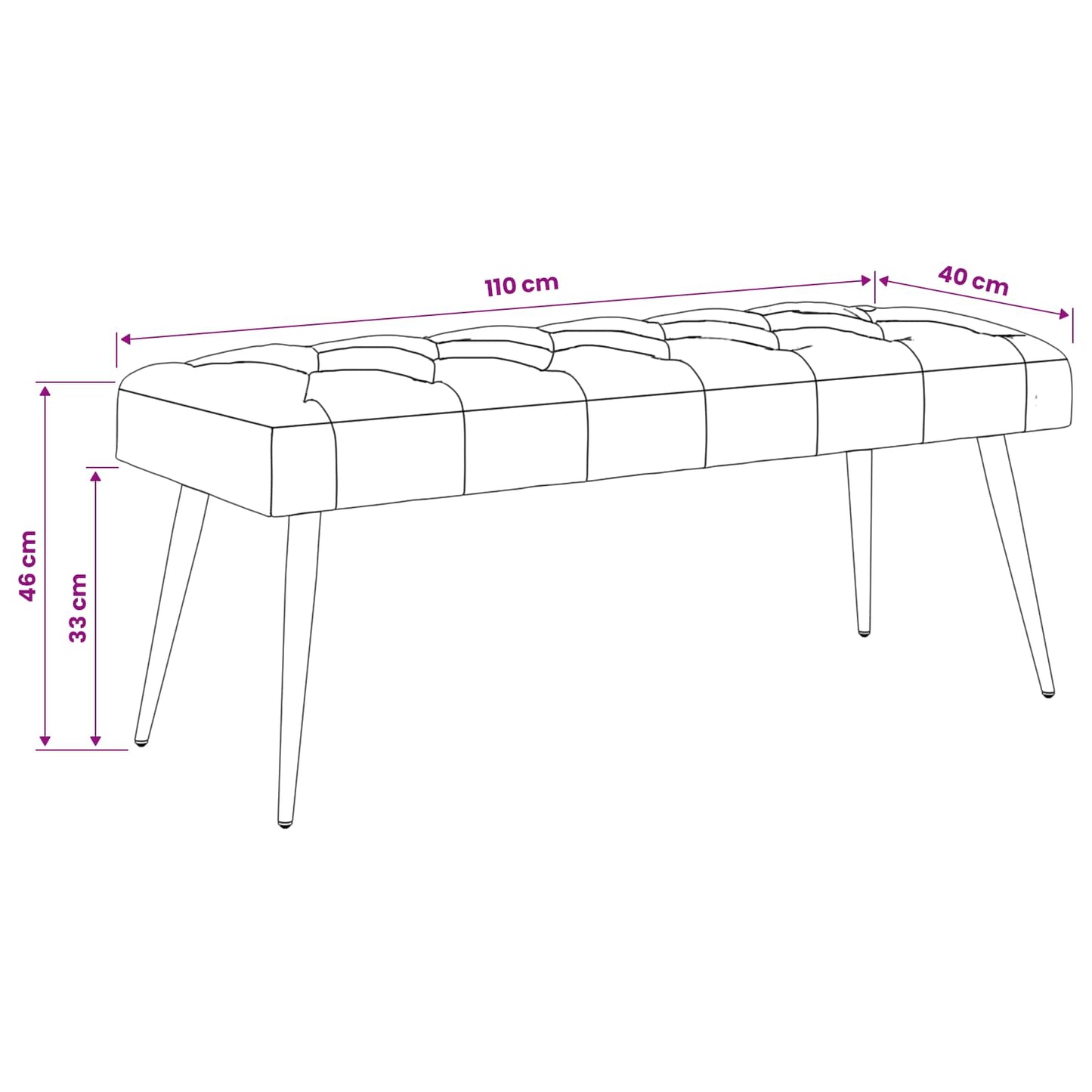 vidaXL Πάγκος με κουμπωτές επιφάνειες Μοβ 110 x 40 x 46 cm Βελούδο