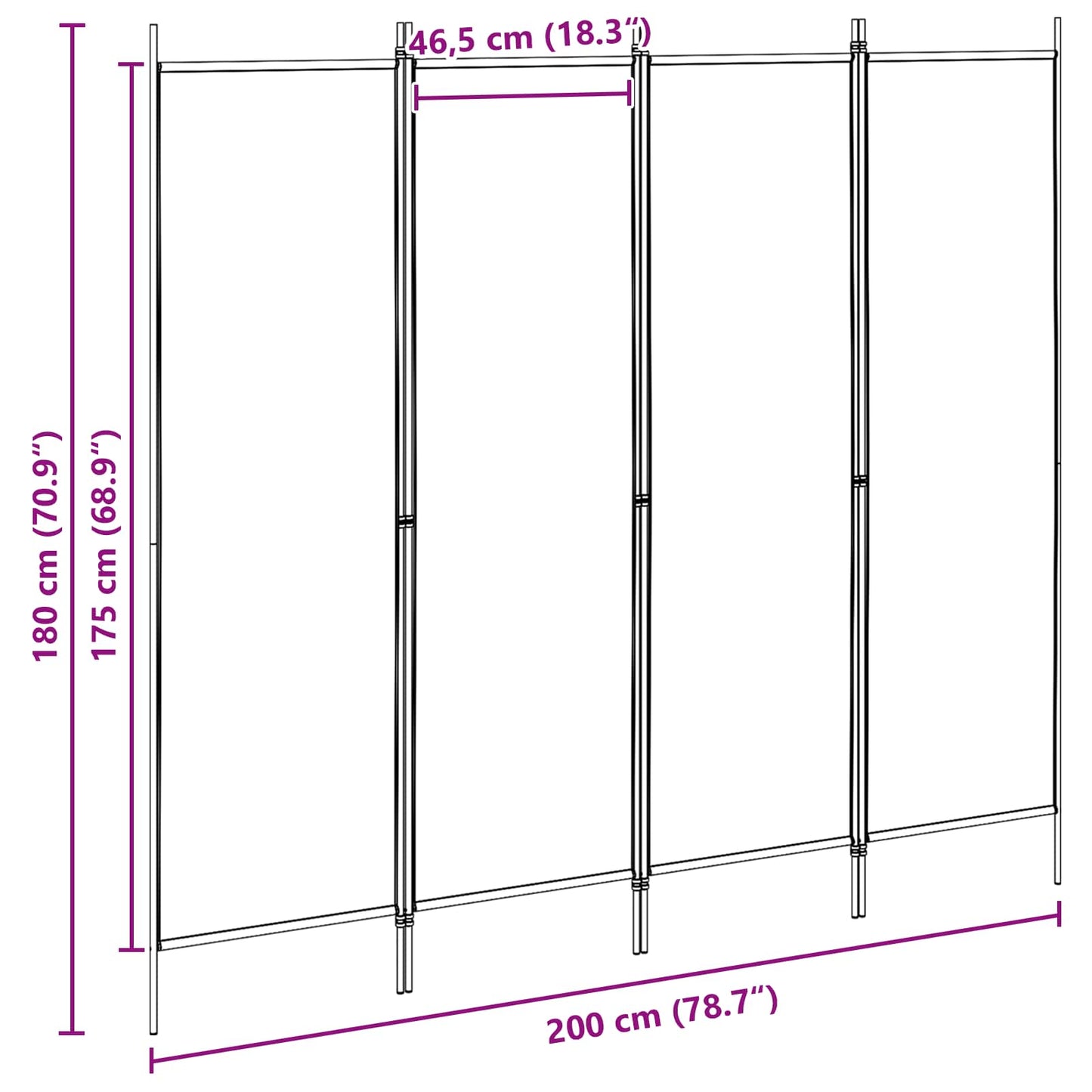 vidaXL 4-Πίνακας Διαχωριστικός Μπεζ 200 x 180 cm Ύφασμα