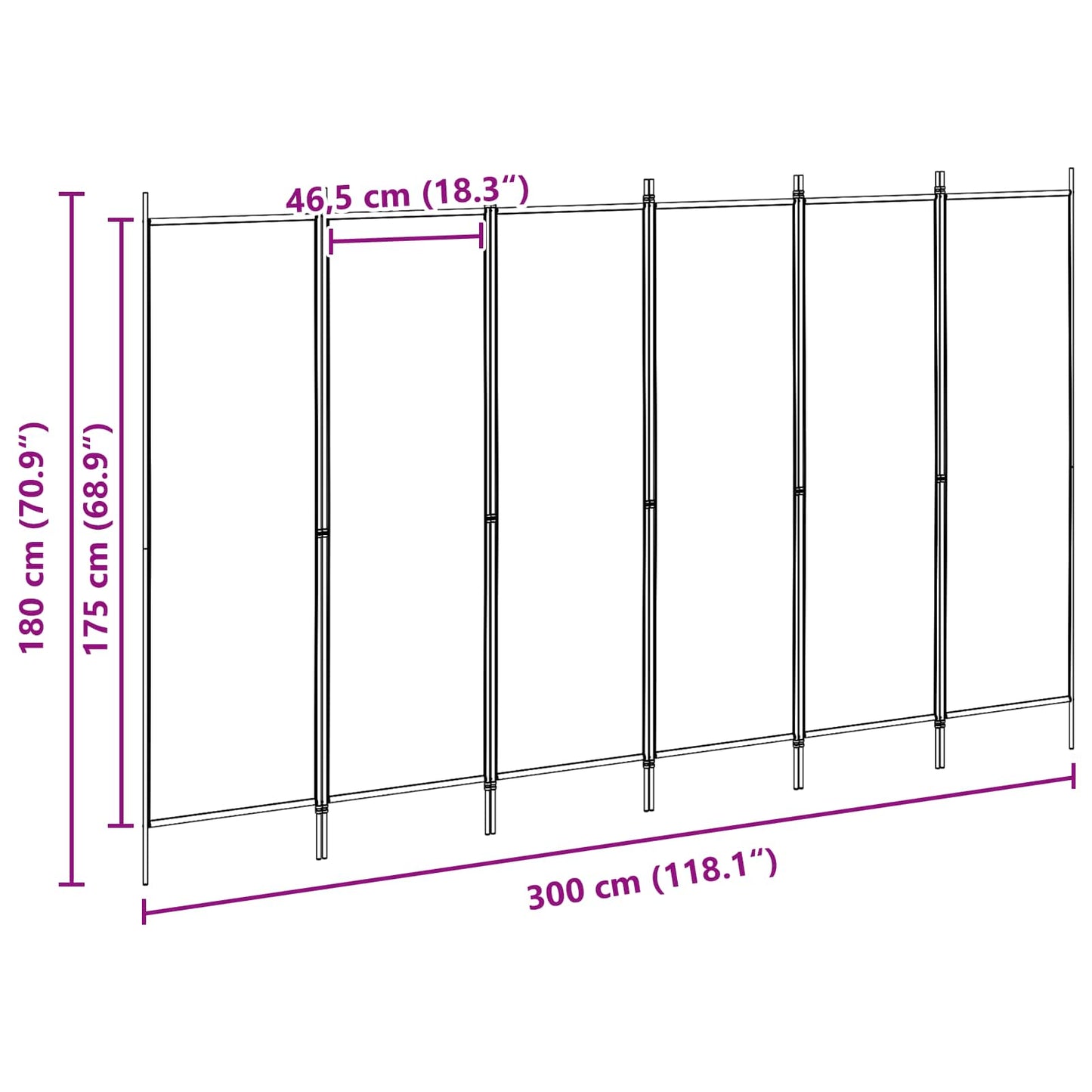 vidaXL Διαχωριστικό Δωματίου 6-Πάνελ Μπεζ 300 x 180 cm Ύφασμα