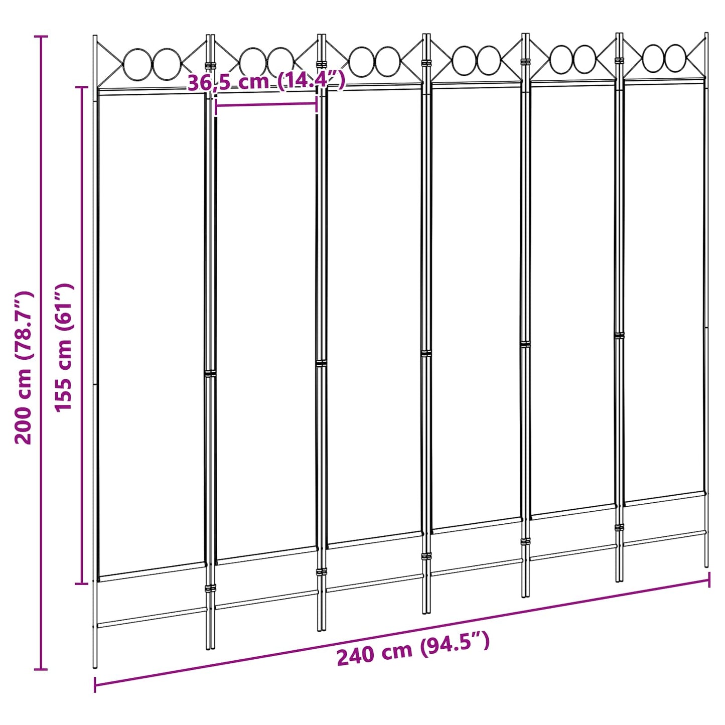 vidaXL Διαχωριστικό Δωματίου 6-Πάνελ Μπεζ 240 x 200 cm Ύφασμα