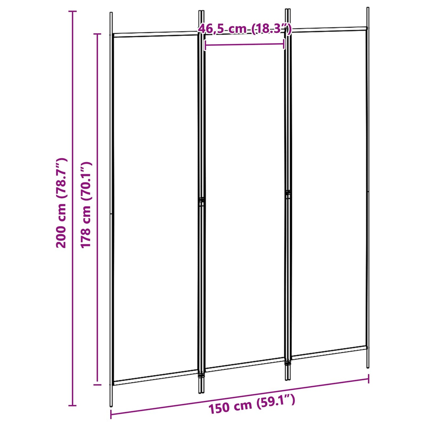 vidaXL 3-Panel Room Divider Μπεζ 150 x 200 cm Ύφασμα