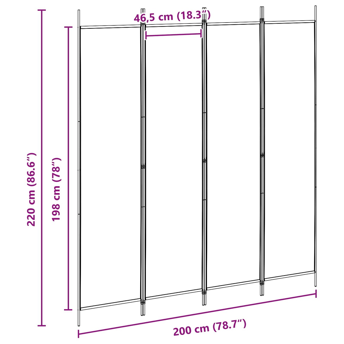 vidaXL 4-Πίνακας Διαχωριστικός Μπεζ 200 x 220 cm Ύφασμα