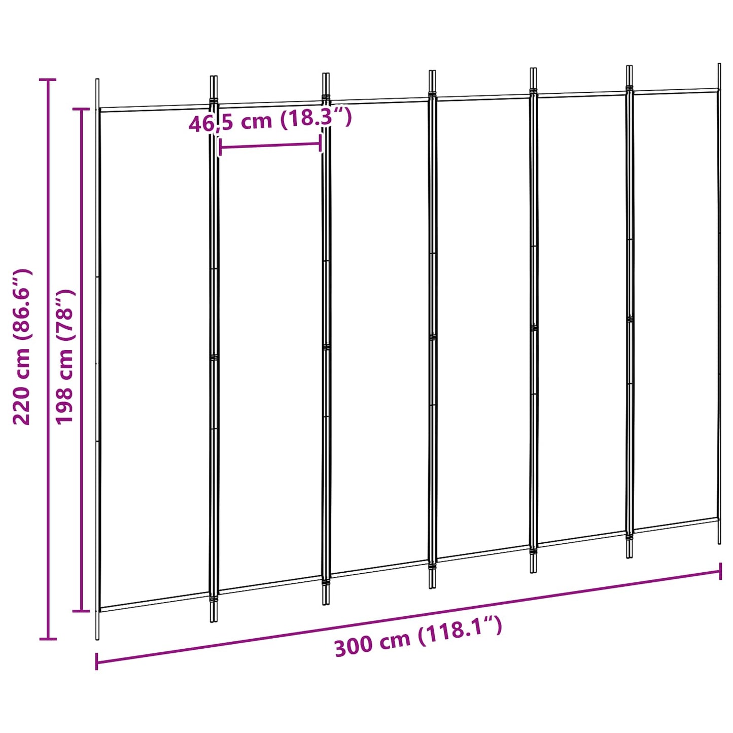 vidaXL Διαχωριστικό Δωματίου 6-Πάνελ Μπεζ 300 x 220 cm Ύφασμα