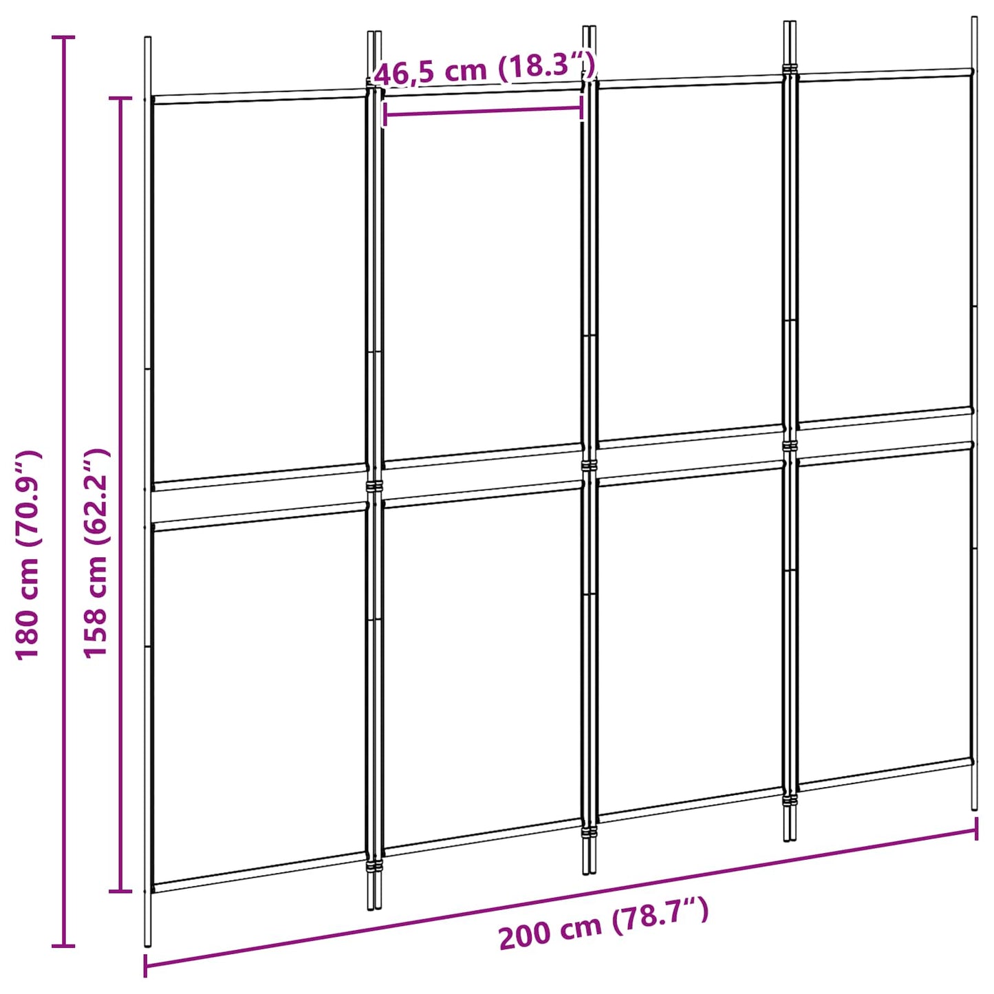 vidaXL Διαχωριστικό Δωματίου 4-Πανέλων Μπεζ 200 x 180 cm Ύφασμα