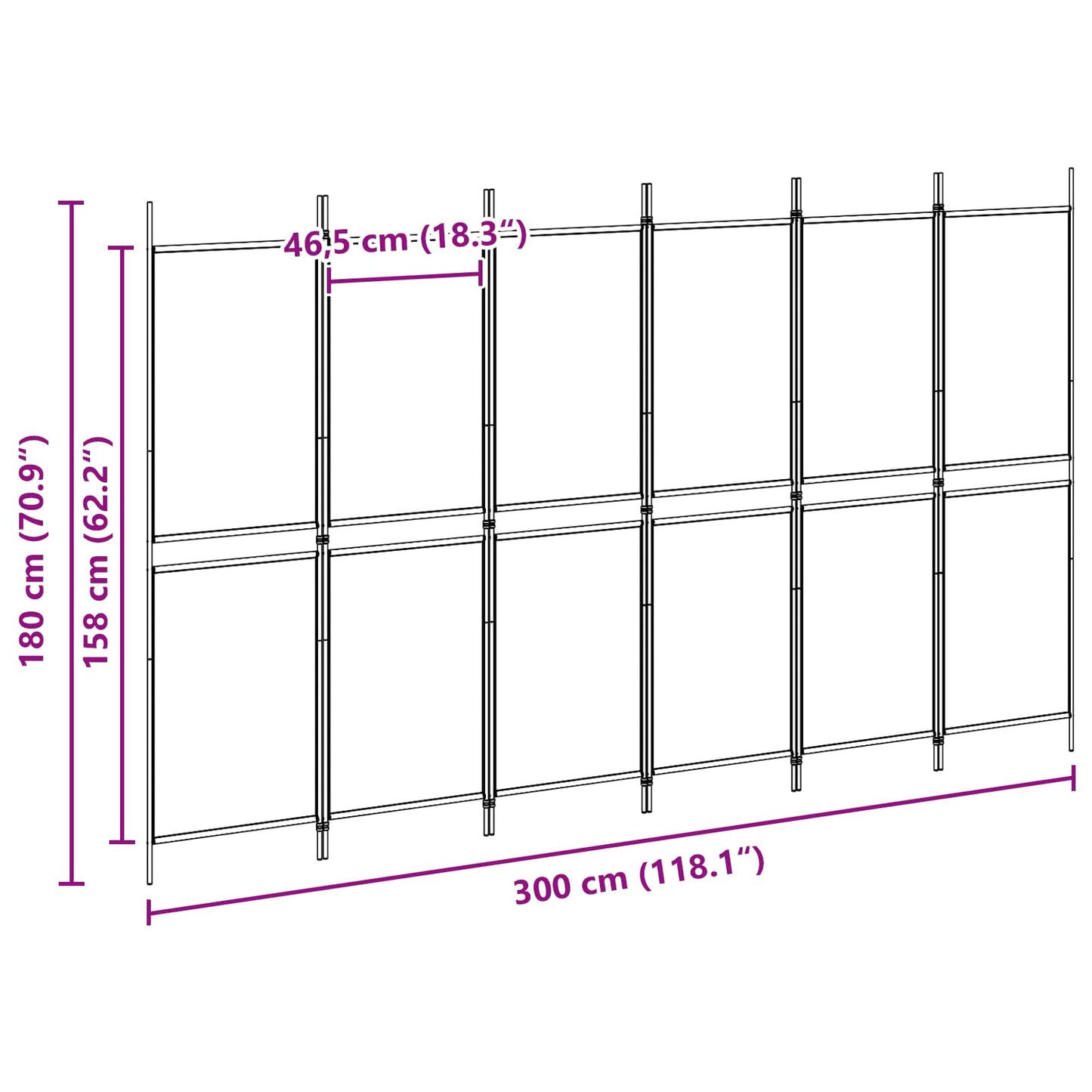 vidaXL Διαχωριστικό Δωματίου 6-Πάνελ Μπεζ 300 x 180 cm Ύφασμα
