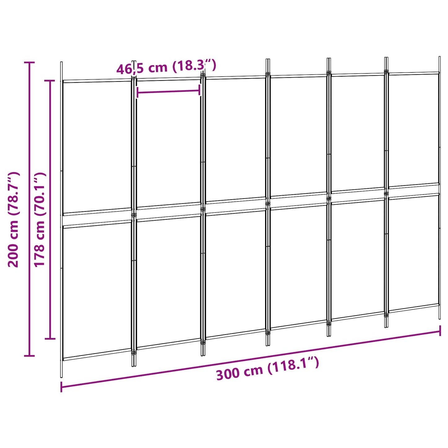 vidaXL Διαχωριστικό Δωματίου 6-Πάνελ Μπεζ 300 x 200 cm Ύφασμα