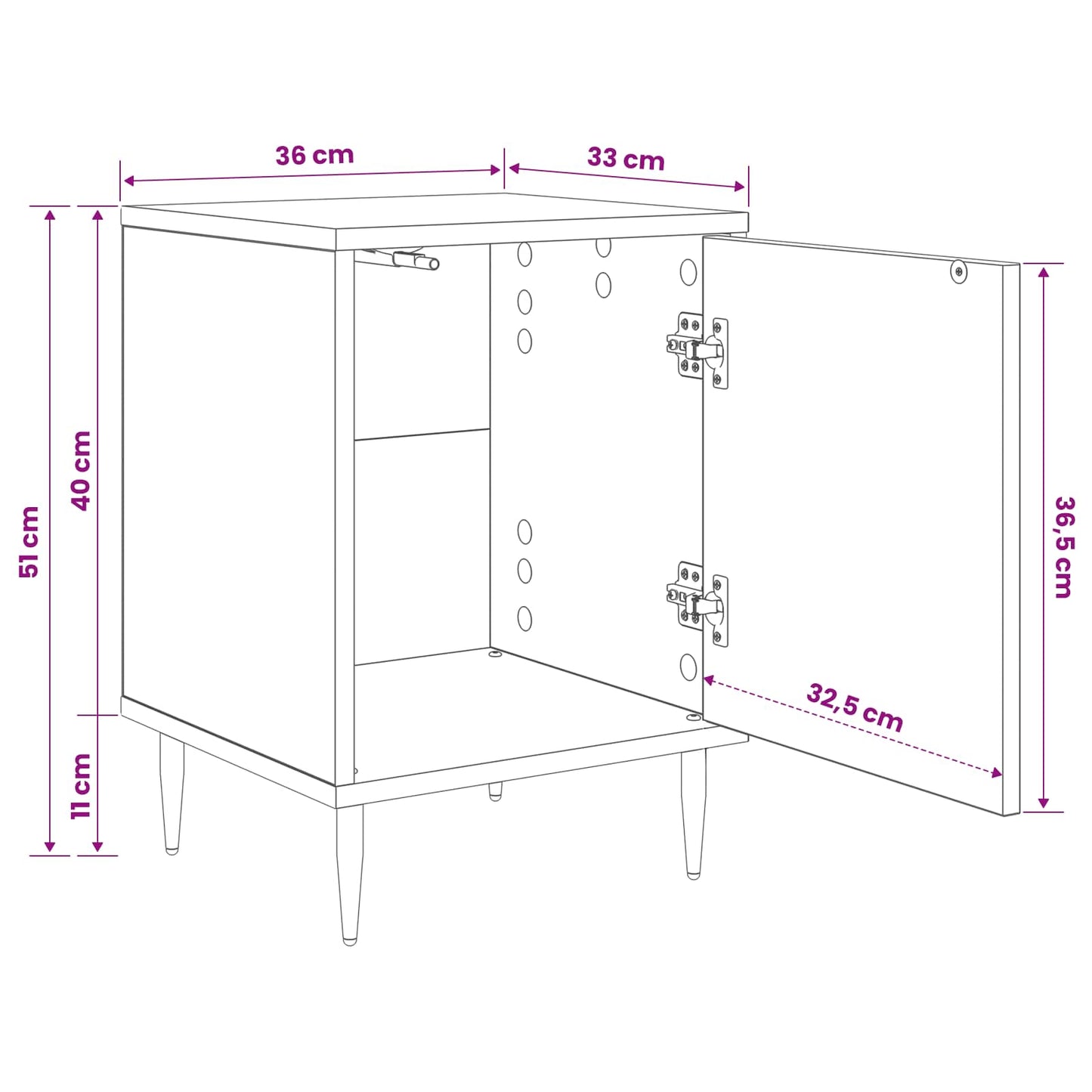vidaXL Κομοδίνο LOCHEM 2 τεμ. Μαύρη Δρυς 36 x 33 x 51 εκ.
