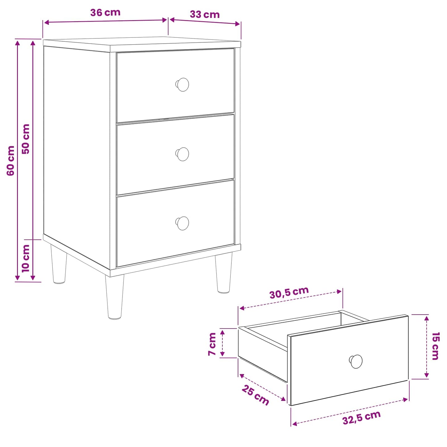 vidaXL Κομοδίνο AACHEN 2 τμχ. Sonoma Δρυς 36 x 33 x 60 εκ