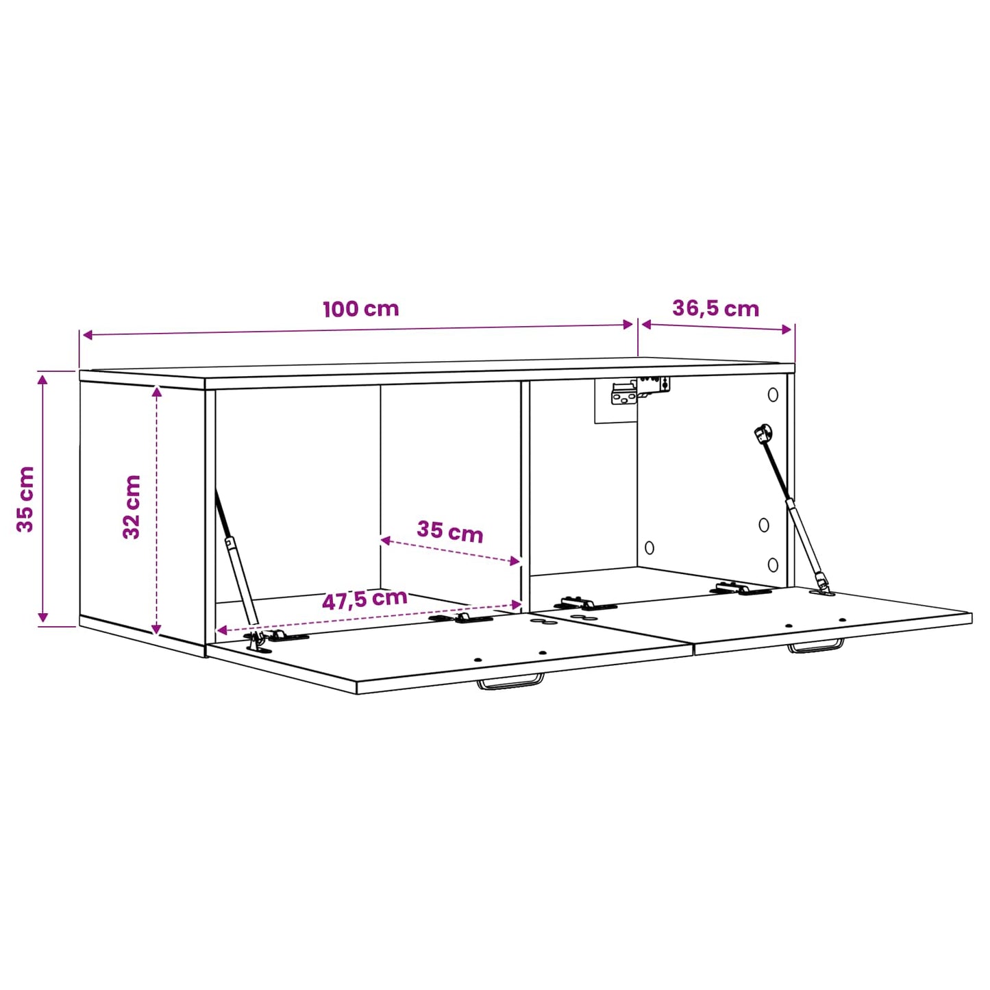 vidaXL Ντουλάπα Τοίχου Μαύρη δρυς 100 x 36,5 x 35 cm