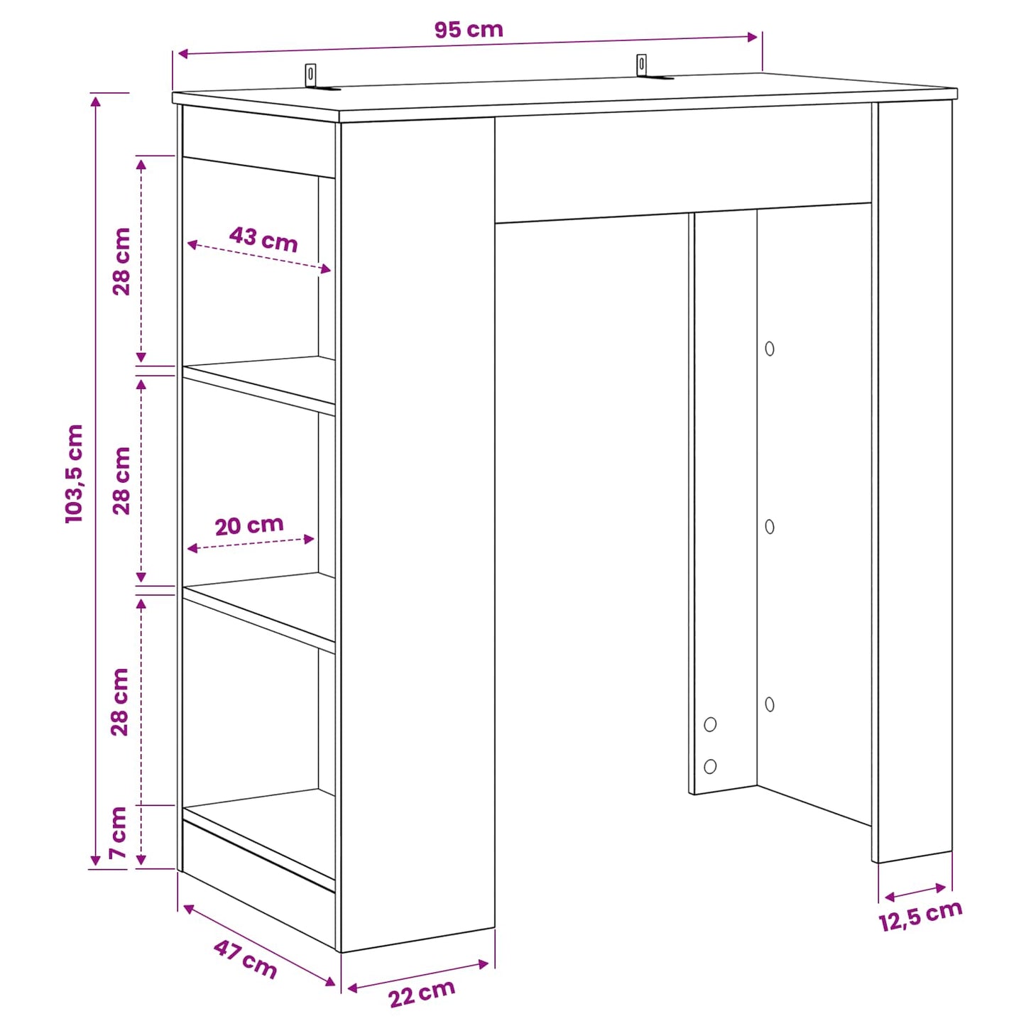 vidaXL Τραπέζι μπαρ 95 x 47 x 103,5 εκ Επεξεργασμένο Ξύλο Μαύρη Δρυς