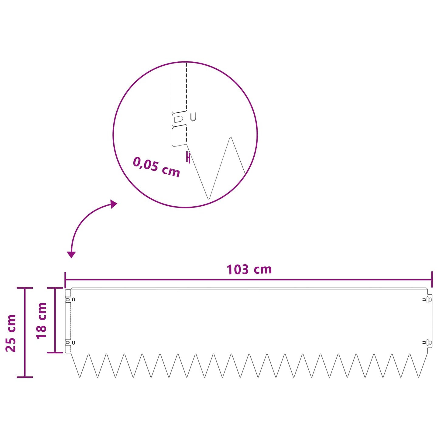 vidaXL Περίγραμμα γκαζόν 20 τμχ. 103 x 25 εκ Ατσάλι Λευκό