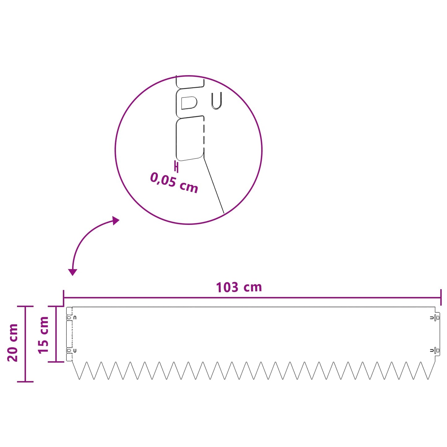 vidaXL Περίγραμμα γκαζόν 30 τμχ. 103 x 20 εκ Ατσάλι Σκ rusty