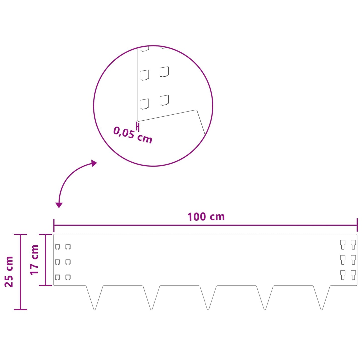 vidaXL Περίγραμμα γκαζόν 20 τμχ. 100 x 25 cm Ατσάλι Ανθρακί