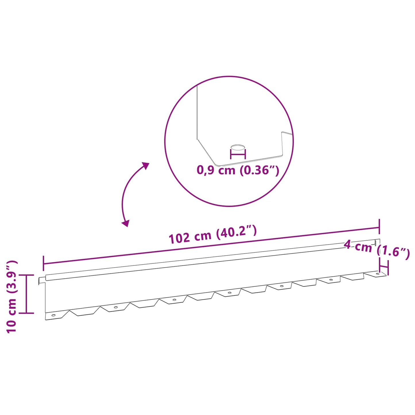 vidaXL Περίγραμμα γκαζόν 10 τμχ. 102 x 10 x 4 εκ. Ατσάλι Λαδί