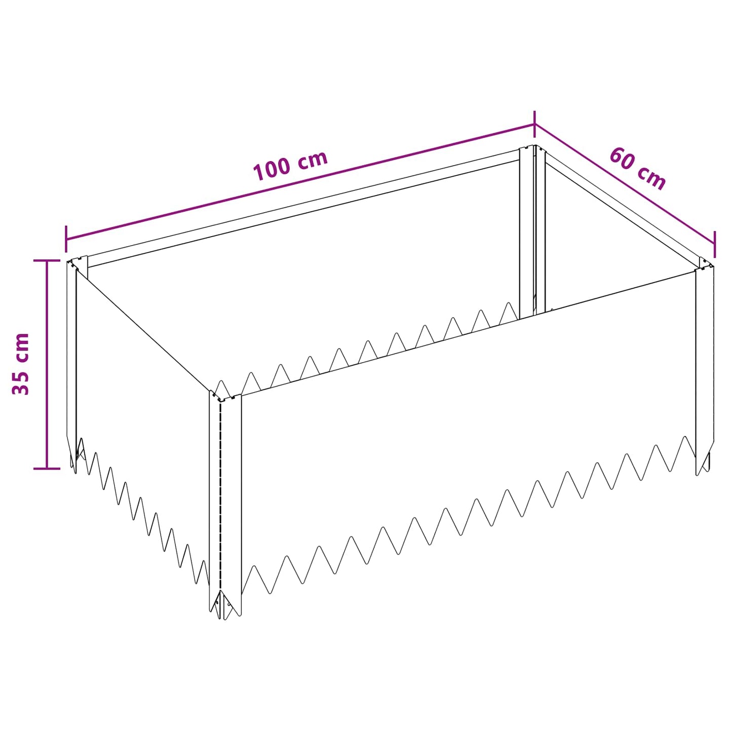 vidaXL Περίγραμμα γκαζόν 100 x 60 x 35 cm Ατσάλι Ασημί