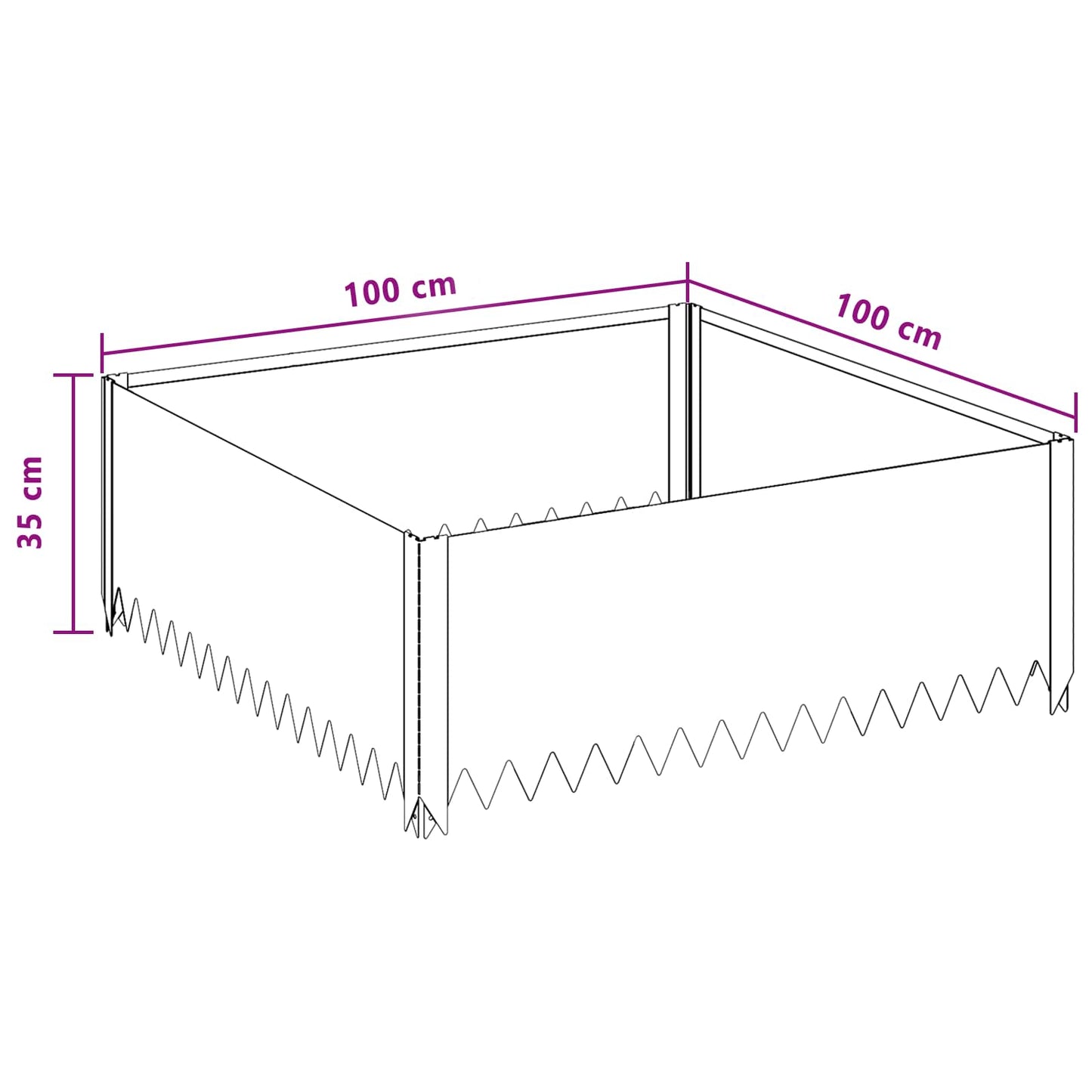 vidaXL Περίγραμμα γκαζόν 100 x 100 x 35 cm Ατσάλι Ασημί