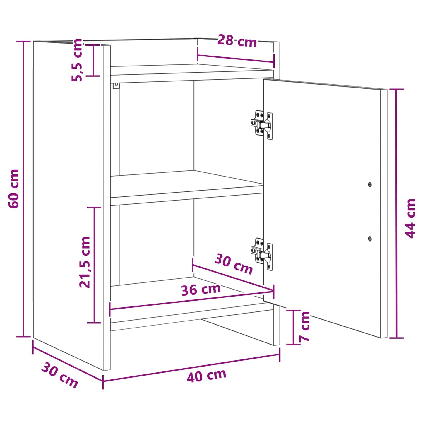 vidaXL Κομοδίνα Artisan Δρυς 40 x 30 x 60 cm Επεξεργασμένο Ξύλο