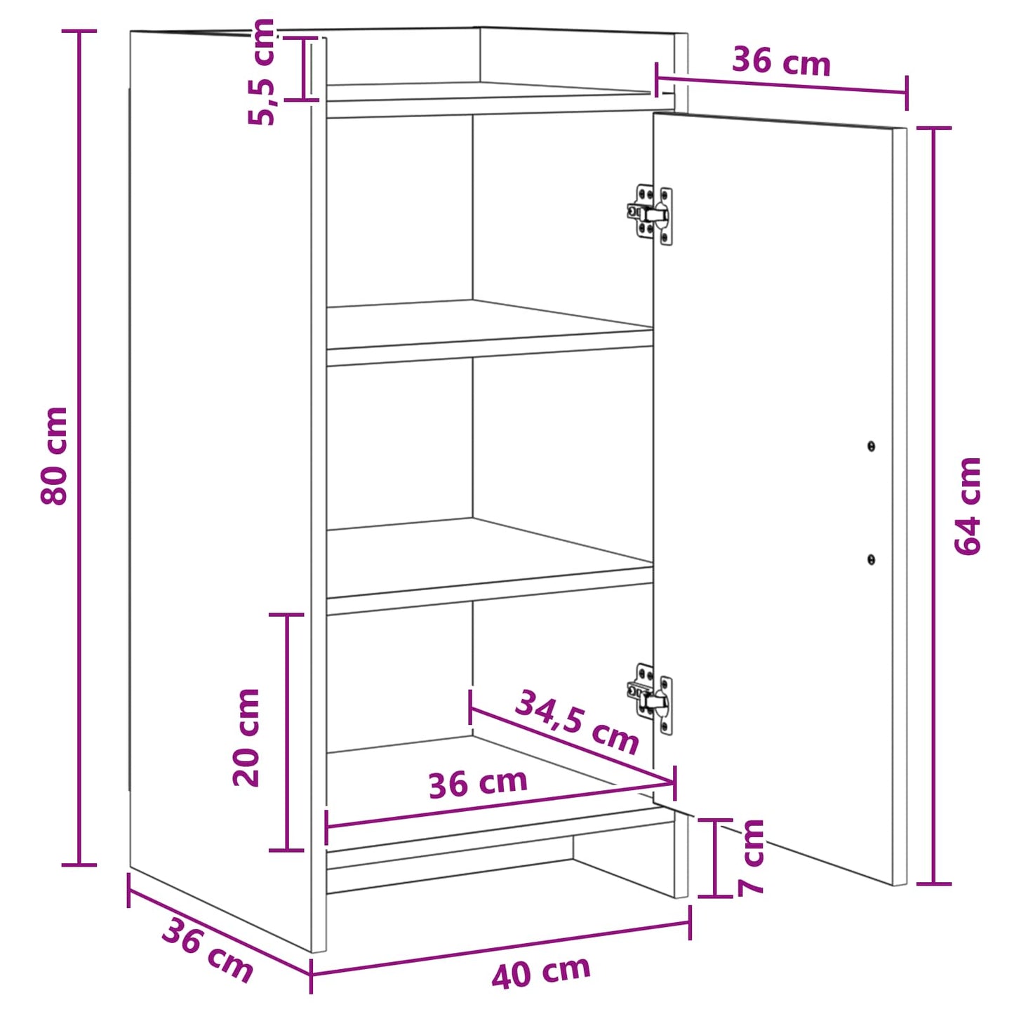 vidaXL Πλαϊνό γραφείο Artisan Δρυς 40 x 36 x 80 εκ Επεξεργασμένο Ξύλο