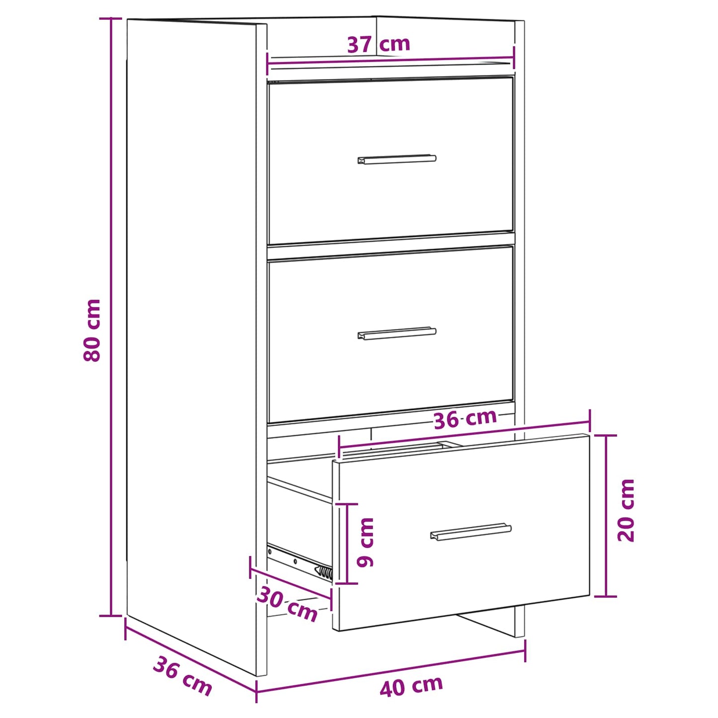 vidaXL Πλαϊνό γραφείο Καπνισμένο Ξύλο Δρυός 40 x 36 x 80 εκ