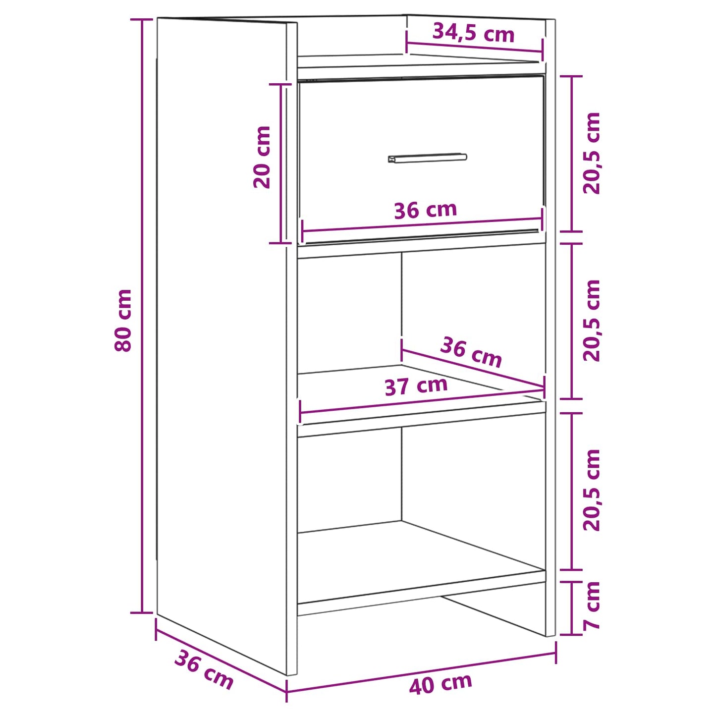 vidaXL Πλαϊνό γραφείο Καπνισμένο Ξύλο Δρυός 40 x 36 x 80 εκ