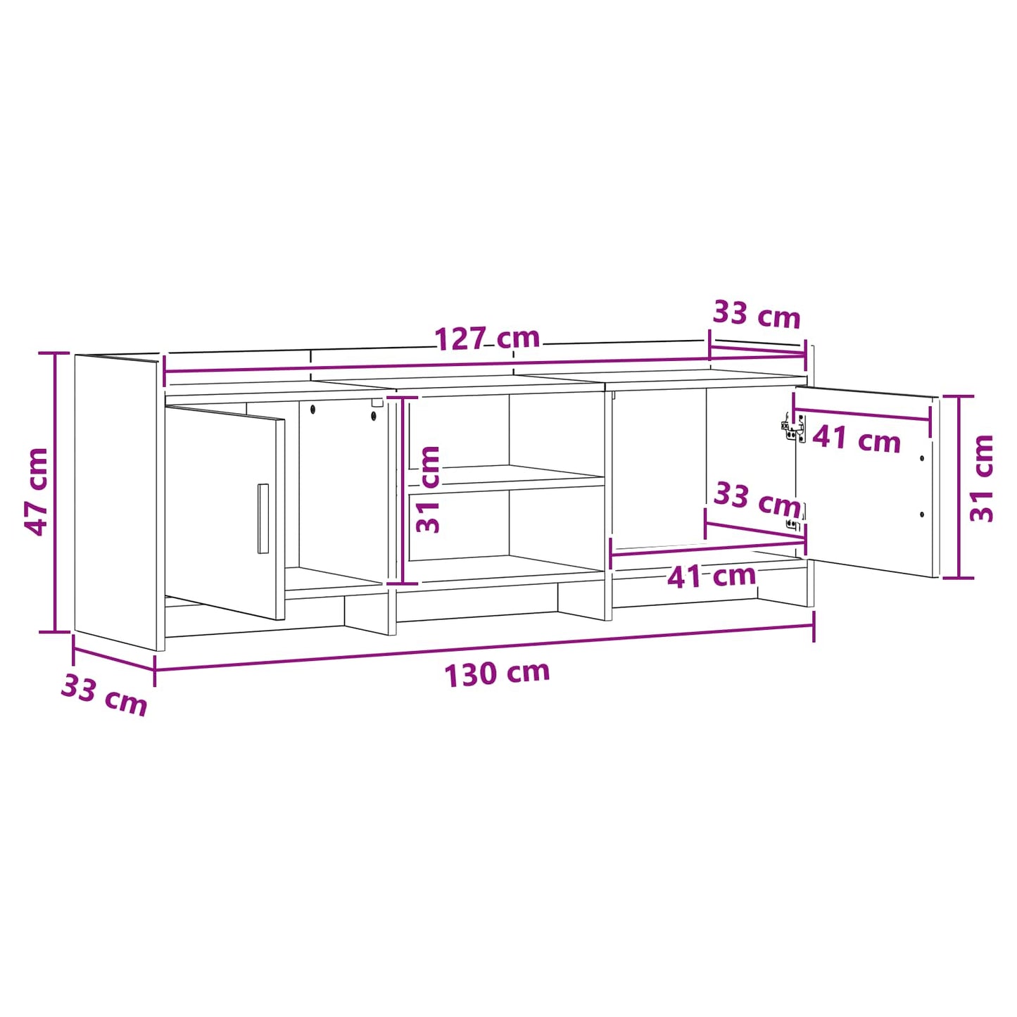 vidaXL Ντουλάπι TV 130 x 33 x 47 εκ Sonoma Δρυς Επεξεργασμένο Ξύλο