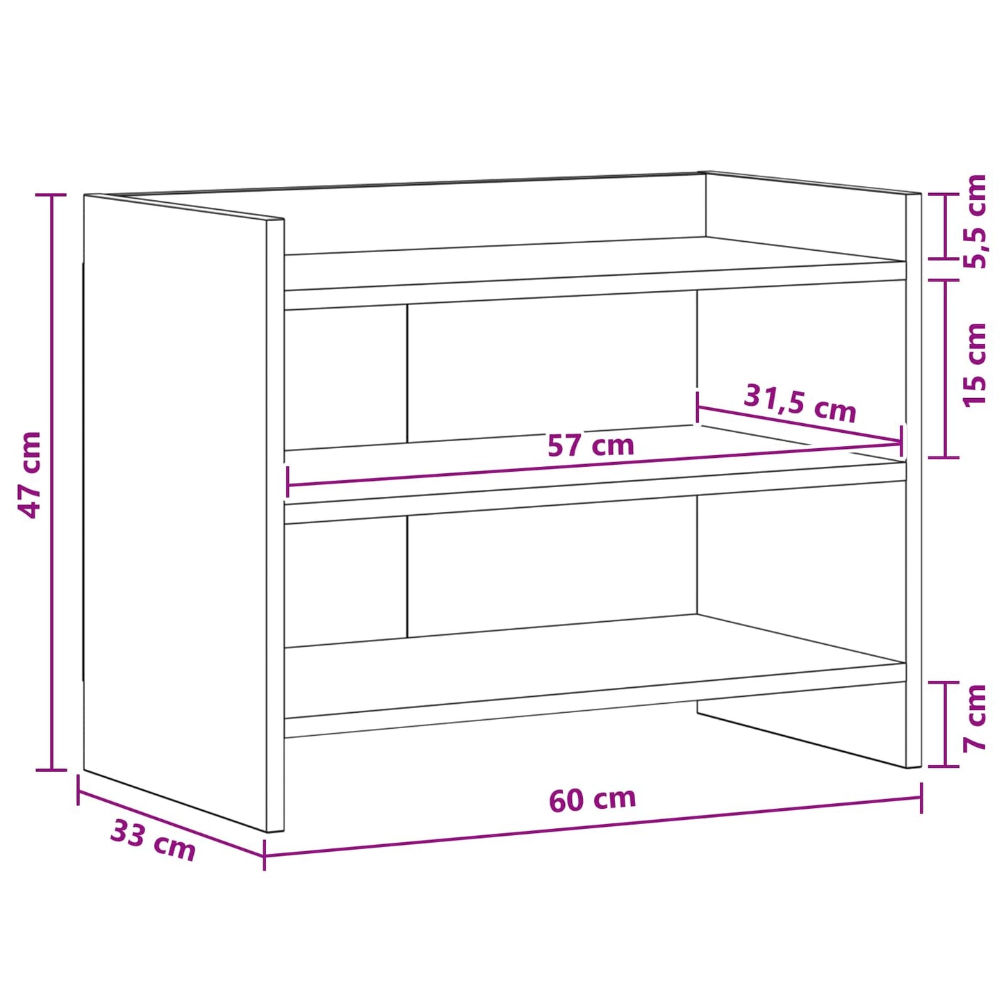vidaXL Ντουλάπι TV 60 x 33 x 47 εκ. Μαύρη Δρυς Επεξεργασμένο Ξύλο
