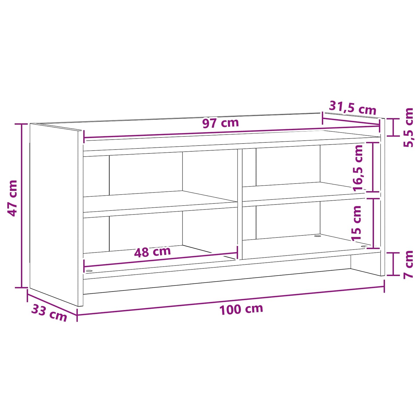vidaXL Ντουλάπι TV 100 x 33 x 47 εκ Γκρι Sonoma Επεξεργασμένο Ξύλο